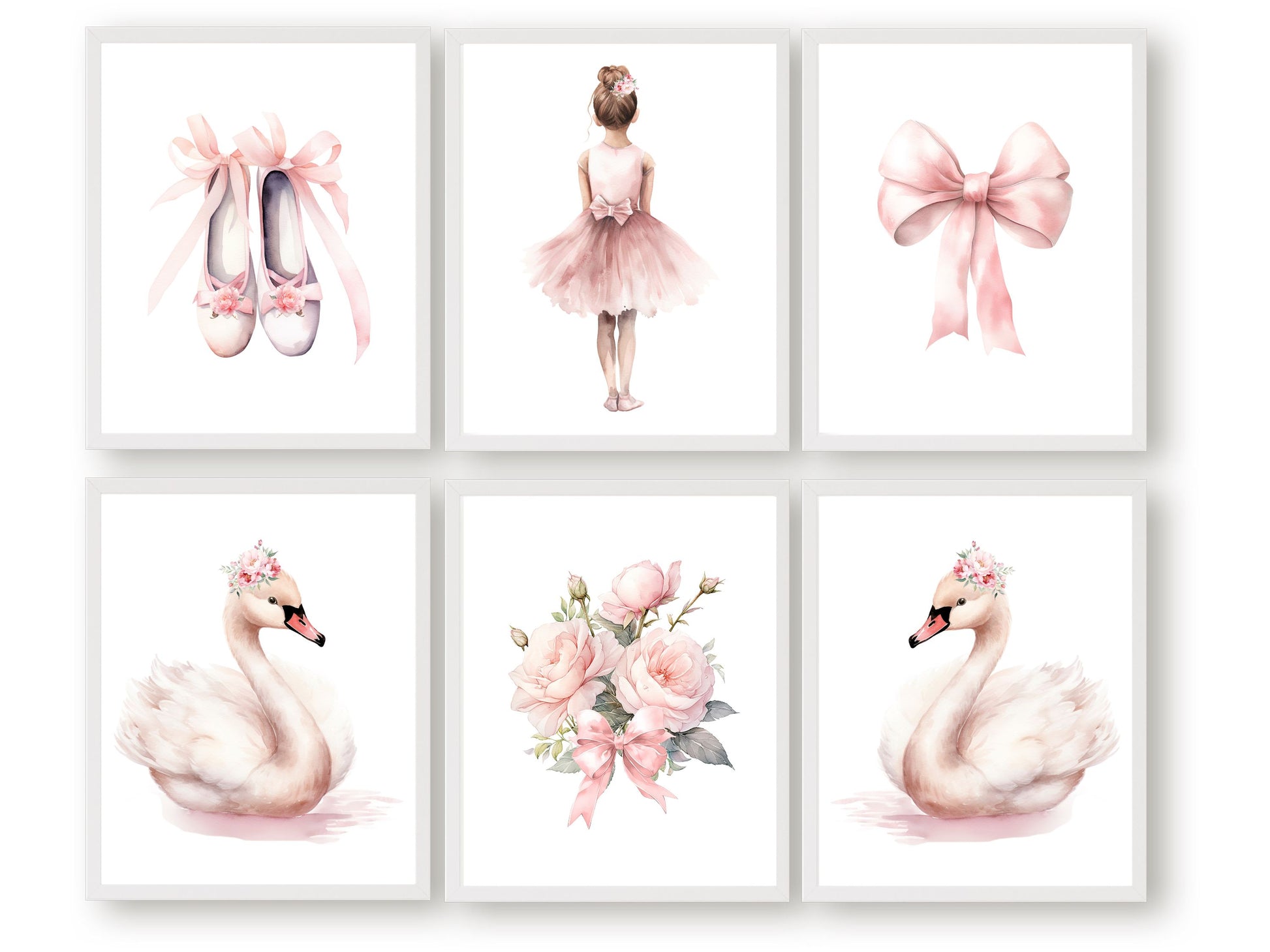 Set of 6 Ballet Nursery Prints. Perfect for your ballet nursery decor or dance inspired bedroom, these charming prints add an elegant touch to your baby girl's room inspiring dreams of graceful twirls and makes a unique baby shower gift.