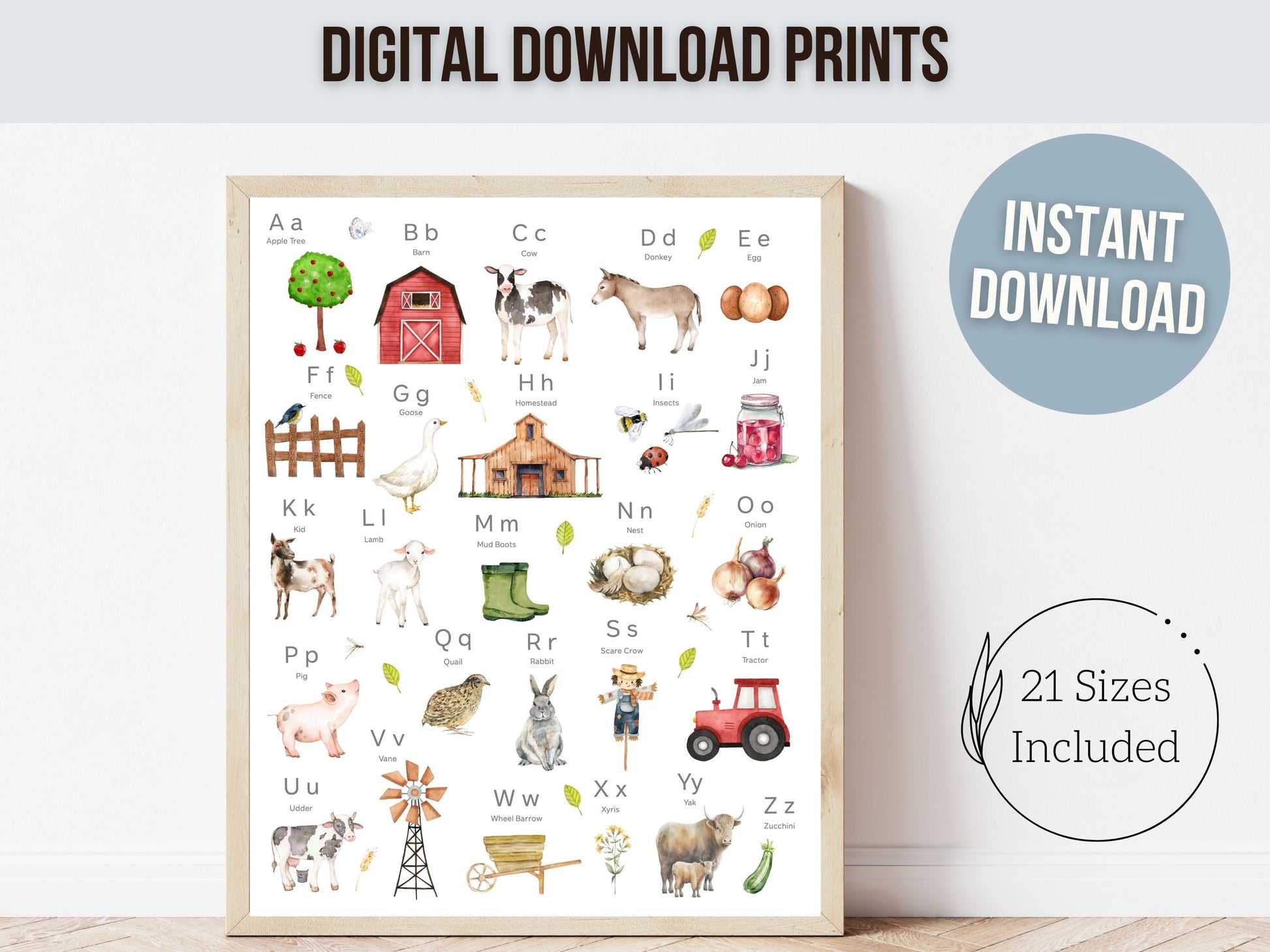 Farm Alphabet and Numbers Print