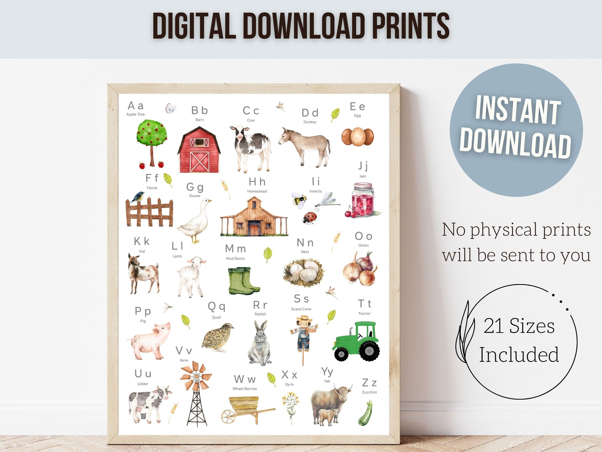Farm Alphabet and Numbers Print