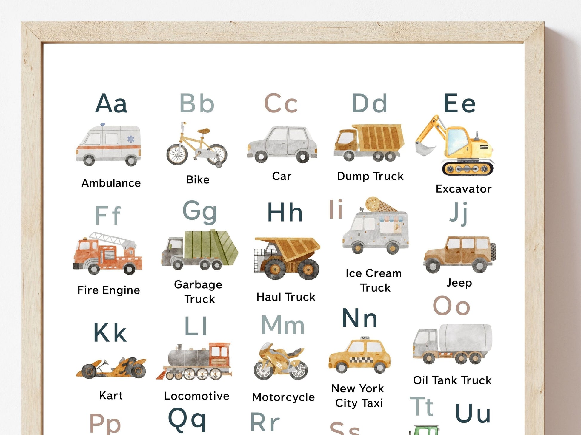 Transport Alphabet and Number Print Set