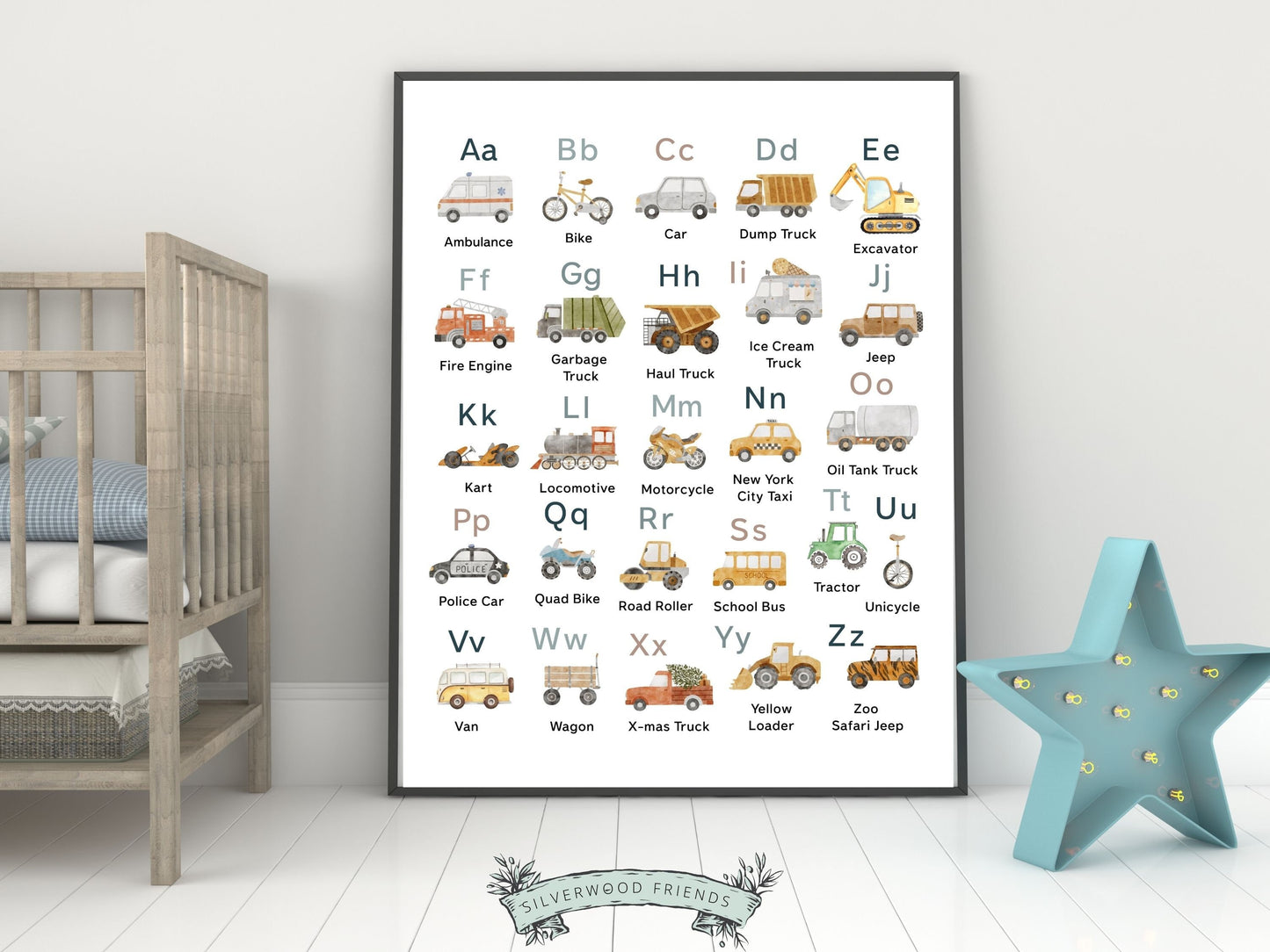 Transport Alphabet and Number Print Set
