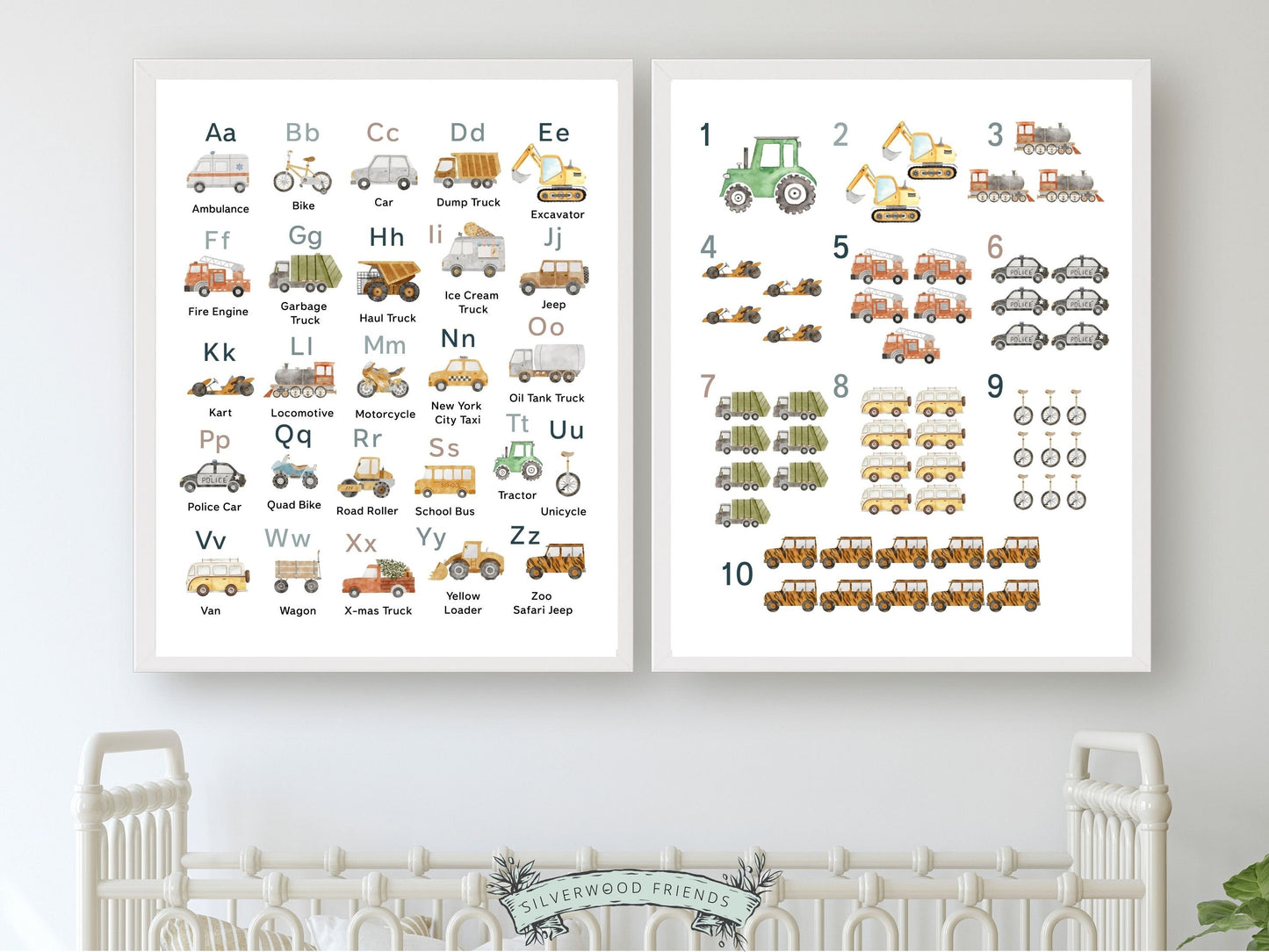 Transport Alphabet and Number Print Set