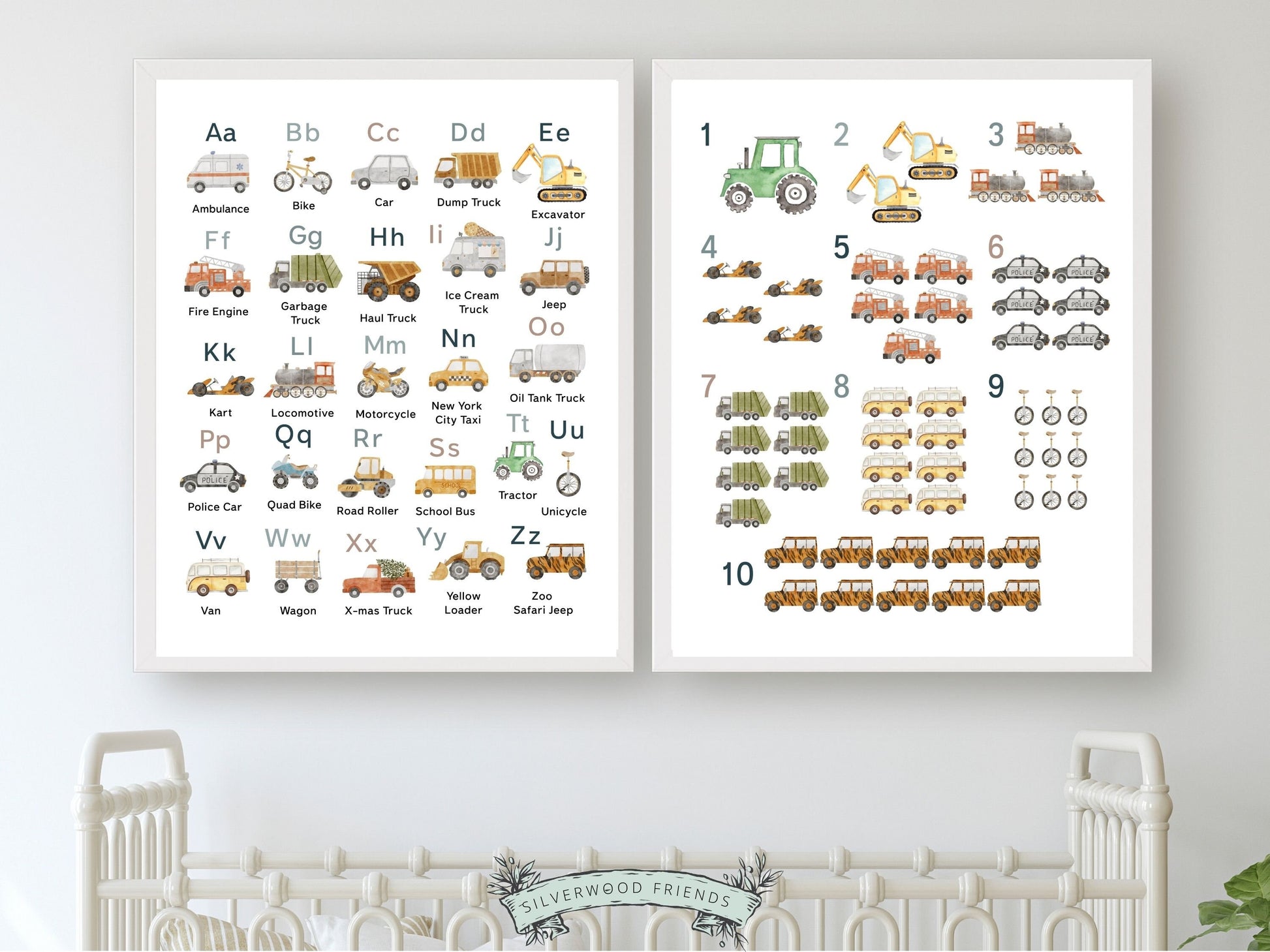 Transport Alphabet and Number Print Set