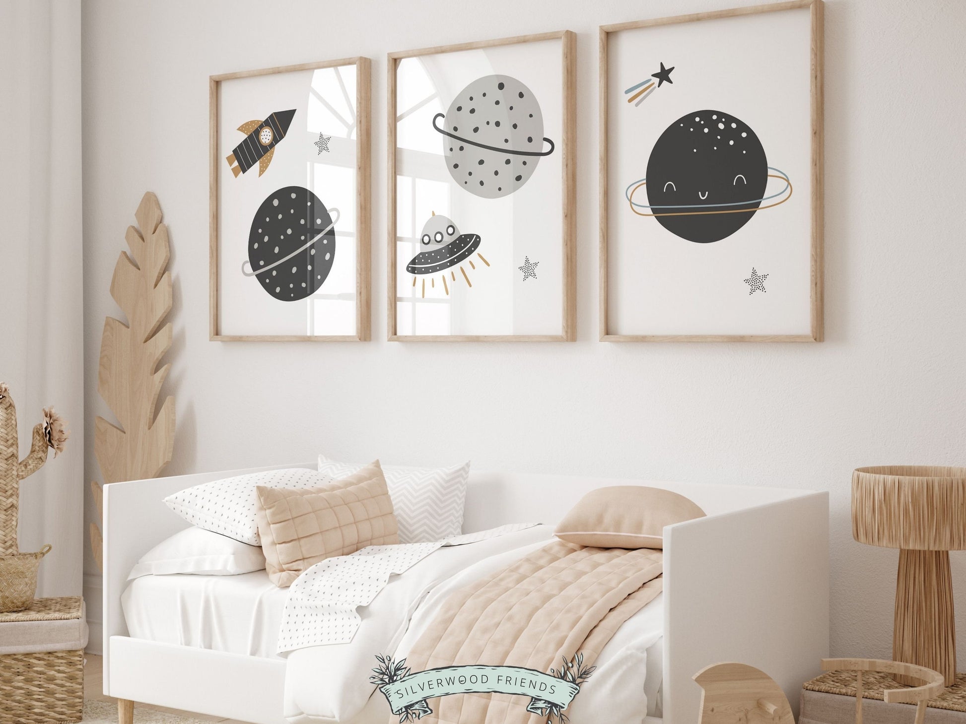Outer Space Nursery Prints, Black White Nursery Wall Art, Astronaut Nursery Decor, Boys Rocket Nursery Print, Planet Nursery Digital Prints
