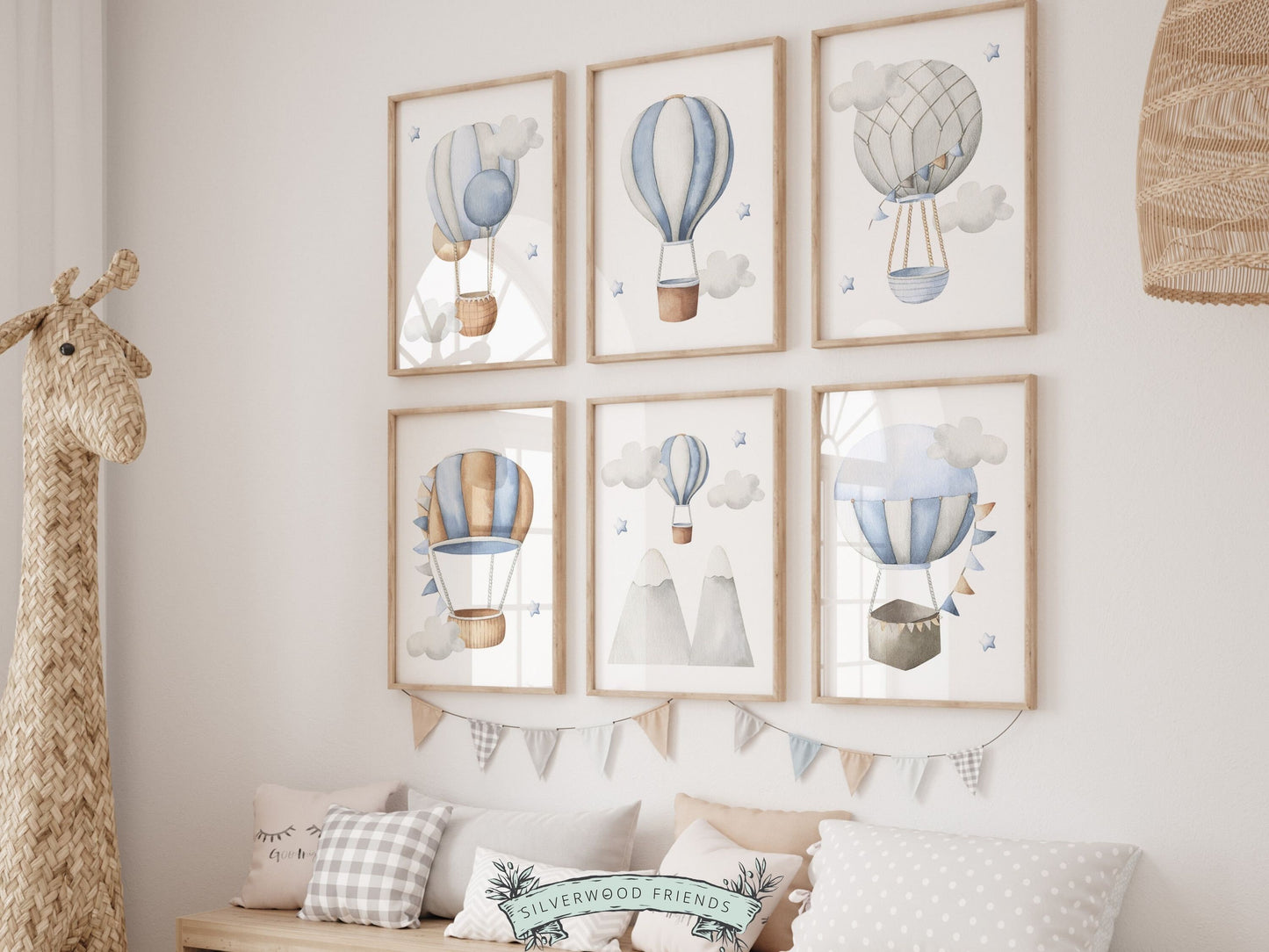 Hot Air Balloon Nursery Prints, Baby Boy Nursery Print Gift, Transport Theme Nursery Wall Art, Newborn Gift, Adventure Nursery Digital Print
