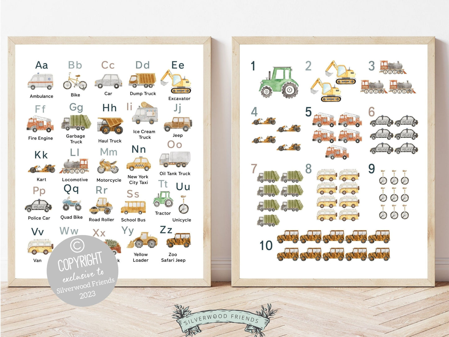 Discover the perfect addition to your boys nursery decor with our adorable Transport Alphabet and Number Prints. Featuring beautiful watercolor vehicles, they provide an engaging and educational experience for little learners.