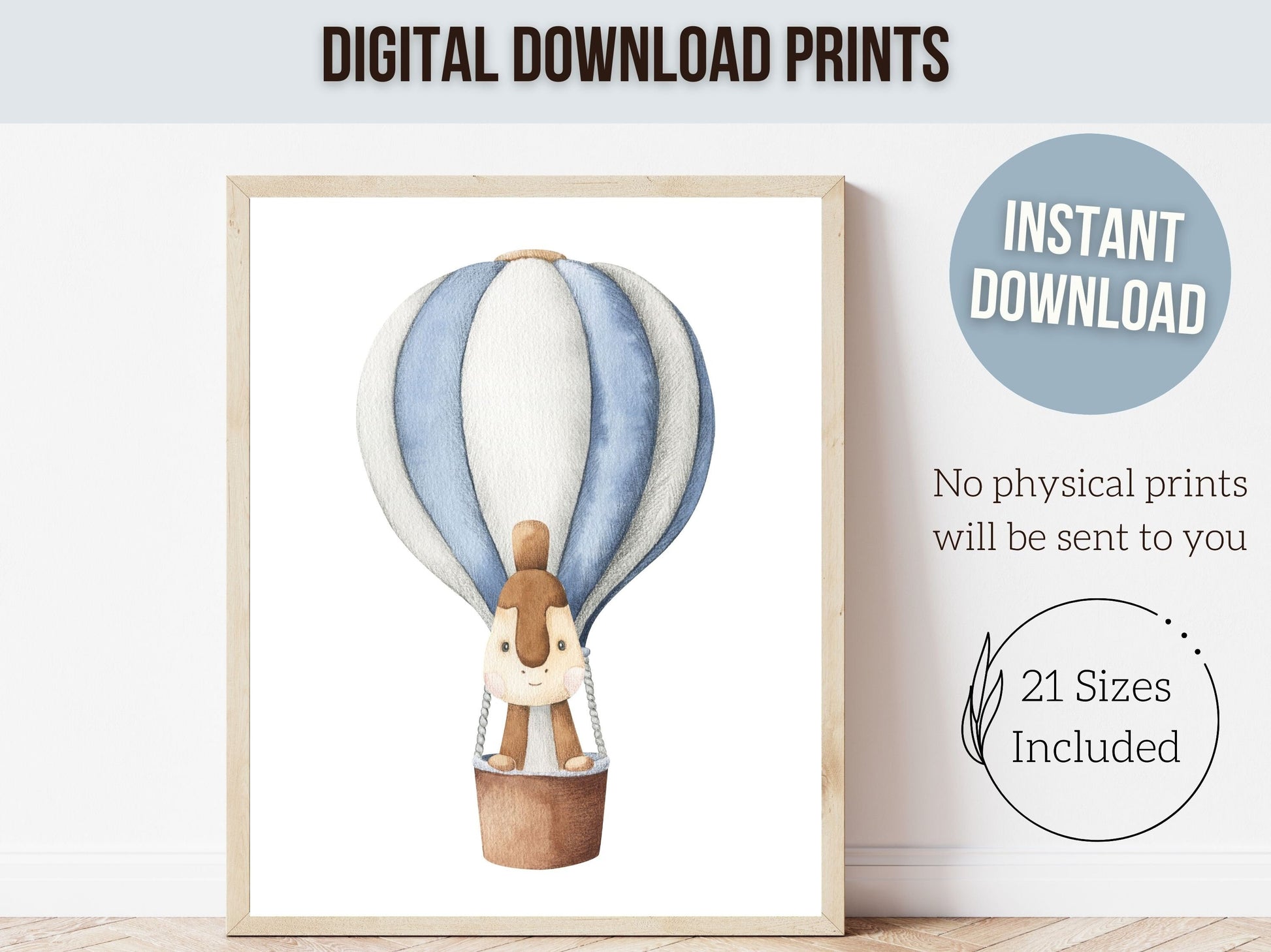 Dinosaur Nursery Prints, Hot Air Balloon Nursery Decor, Dino Kids Room Print, Toddler Boys Room Decor, Baby Boy Gift, Dinosaur Digital Print