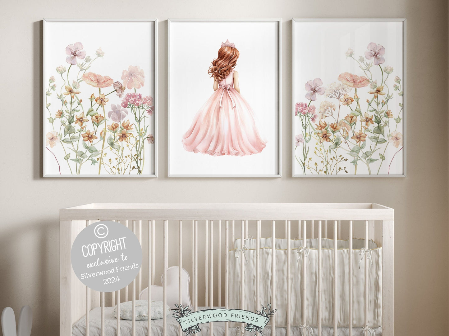 ORIGINAL Baby Girl Princess Nursery Print, Wildflower Fairytale Nursery Decor, Ballet Nursery Wall Art Girls Floral Wall Decor Digital Print