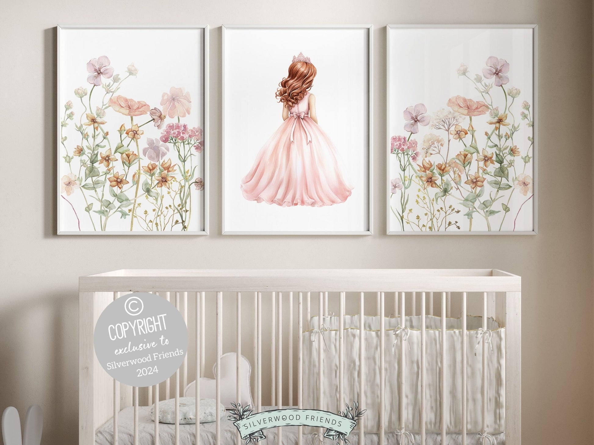 ORIGINAL Baby Girl Princess Nursery Print, Wildflower Fairytale Nursery Decor, Ballet Nursery Wall Art Girls Floral Wall Decor Digital Print