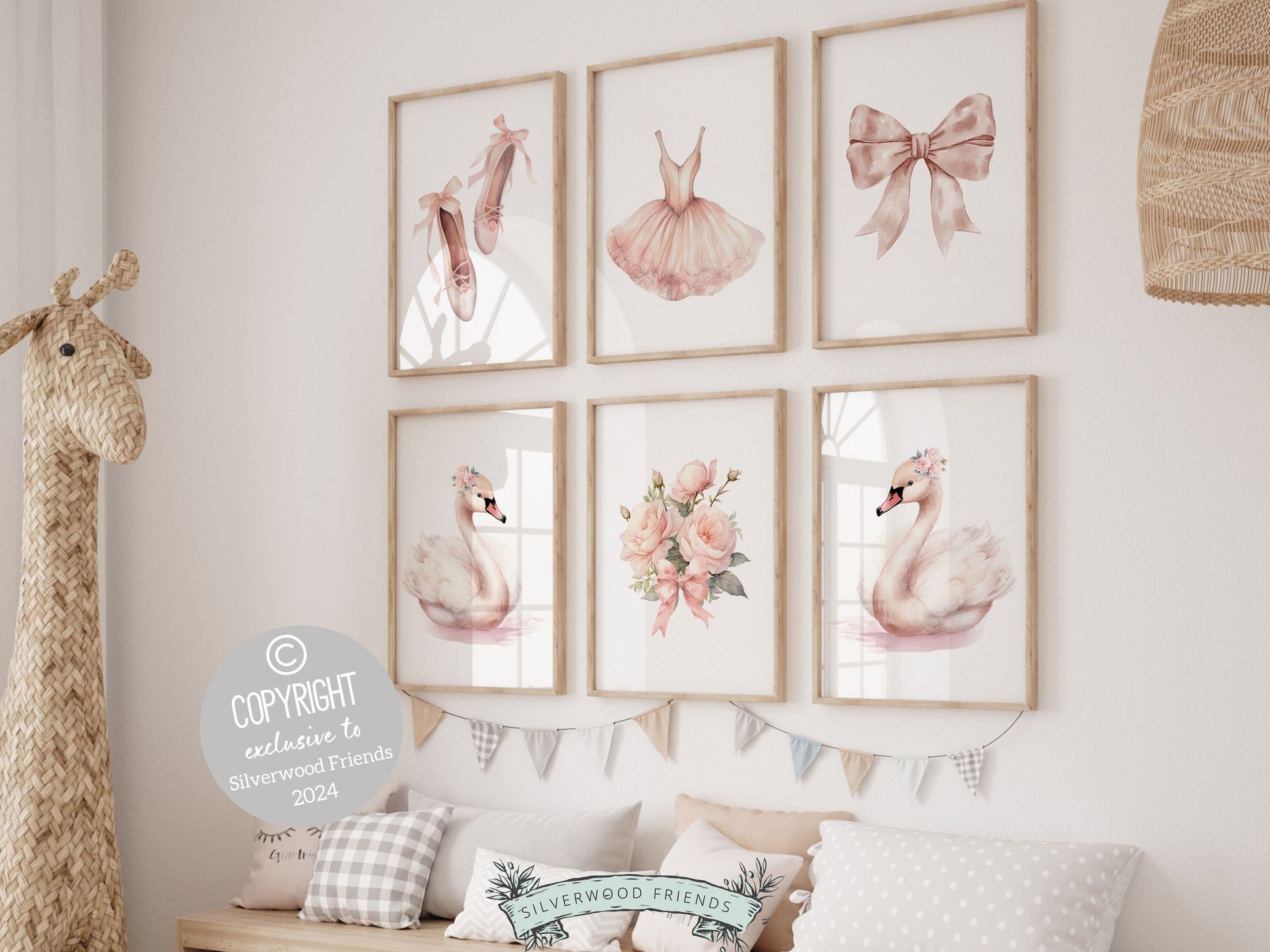 Ballet Prints, Ballerina Nursery Decor, Blush Pink Baby Girl's Nursery Wall Art, Newborn Ballet Gift, Ballerina Ballet Nursery Digital Print
