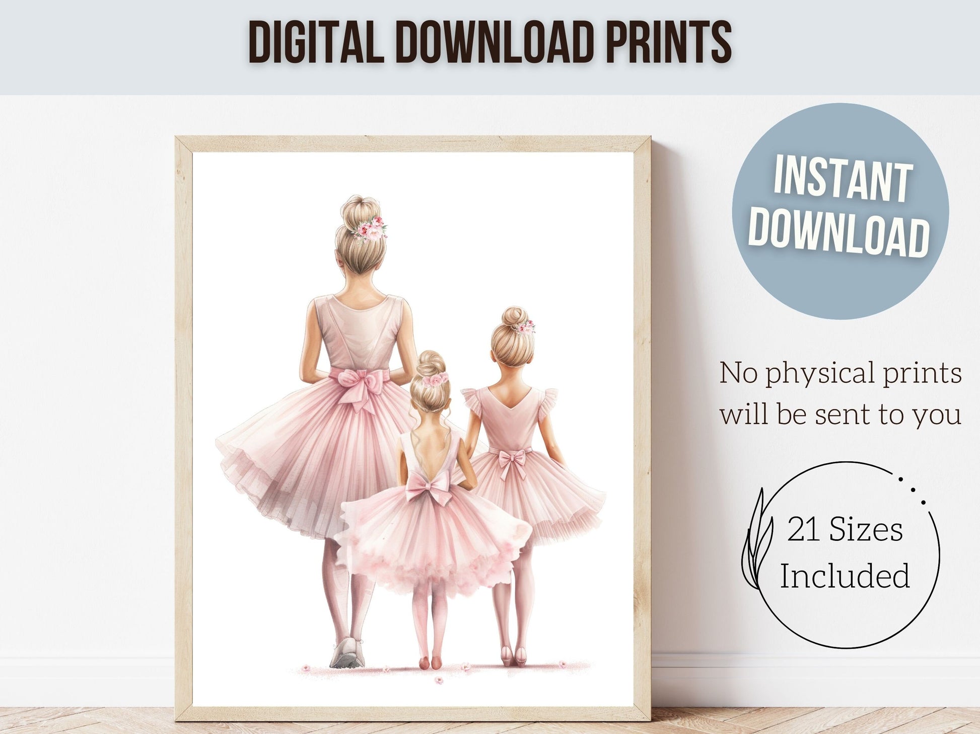 Baby Girl's Ballet Nursery Prints, Ballerina Nursery Decor, Pink Ballet Nursery Wall Art, Wildflower Ballet Swan Nursery Decor Digital Print