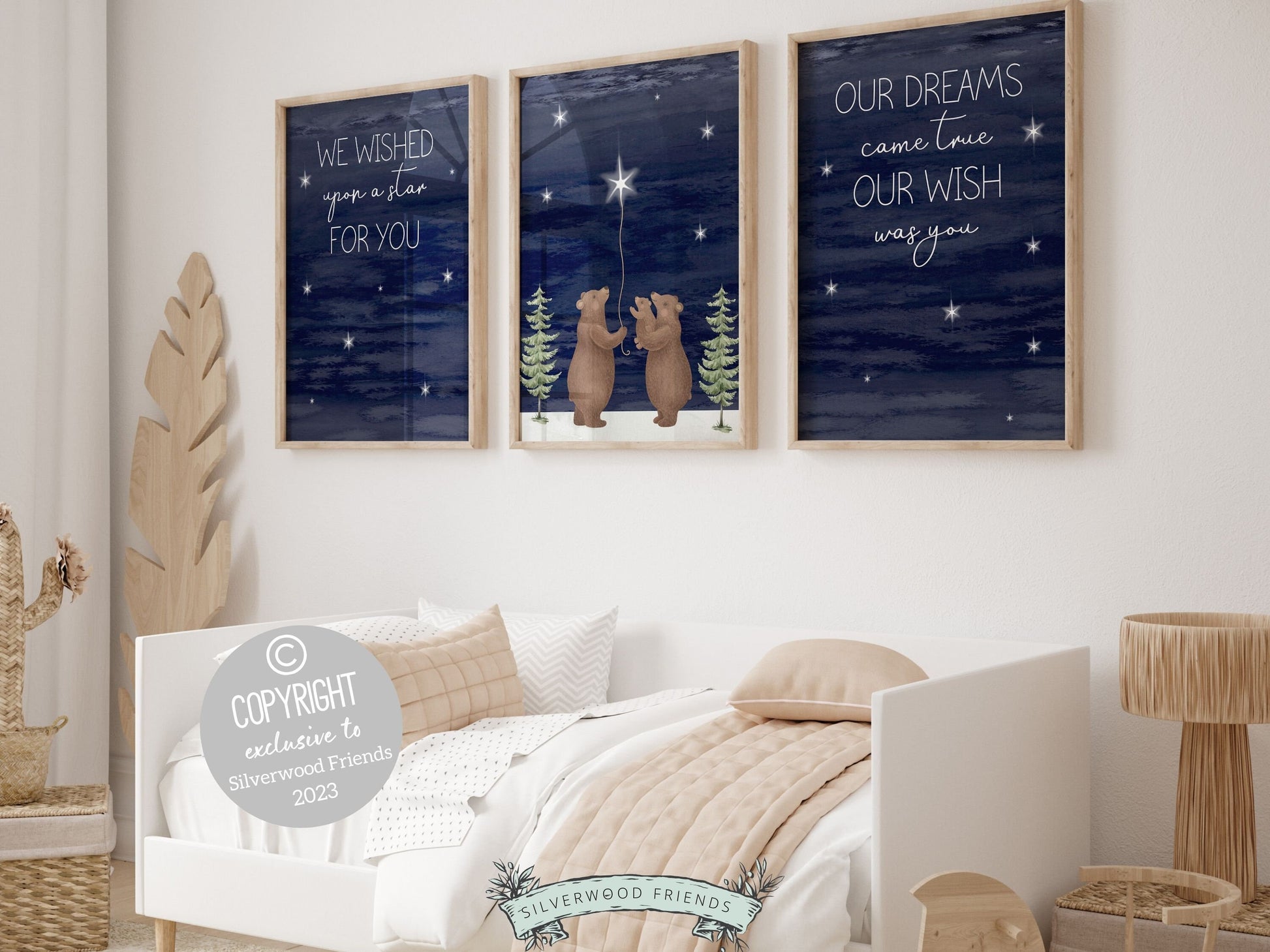 ORIGINAL Bear Nursery Print Gift For Newborn Woodland Forest Nursery Decor Kids Room Constellation Star Nursery Decor Digital Download Print