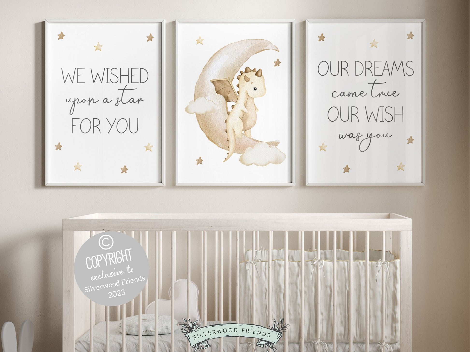 ORIGINAL Baby Dragon Nursery Print Gift For Newborn Beige Dragon Nursery Decor,Kids Fairytale Fantasy Neutral Nursery Wall Art Digital Print