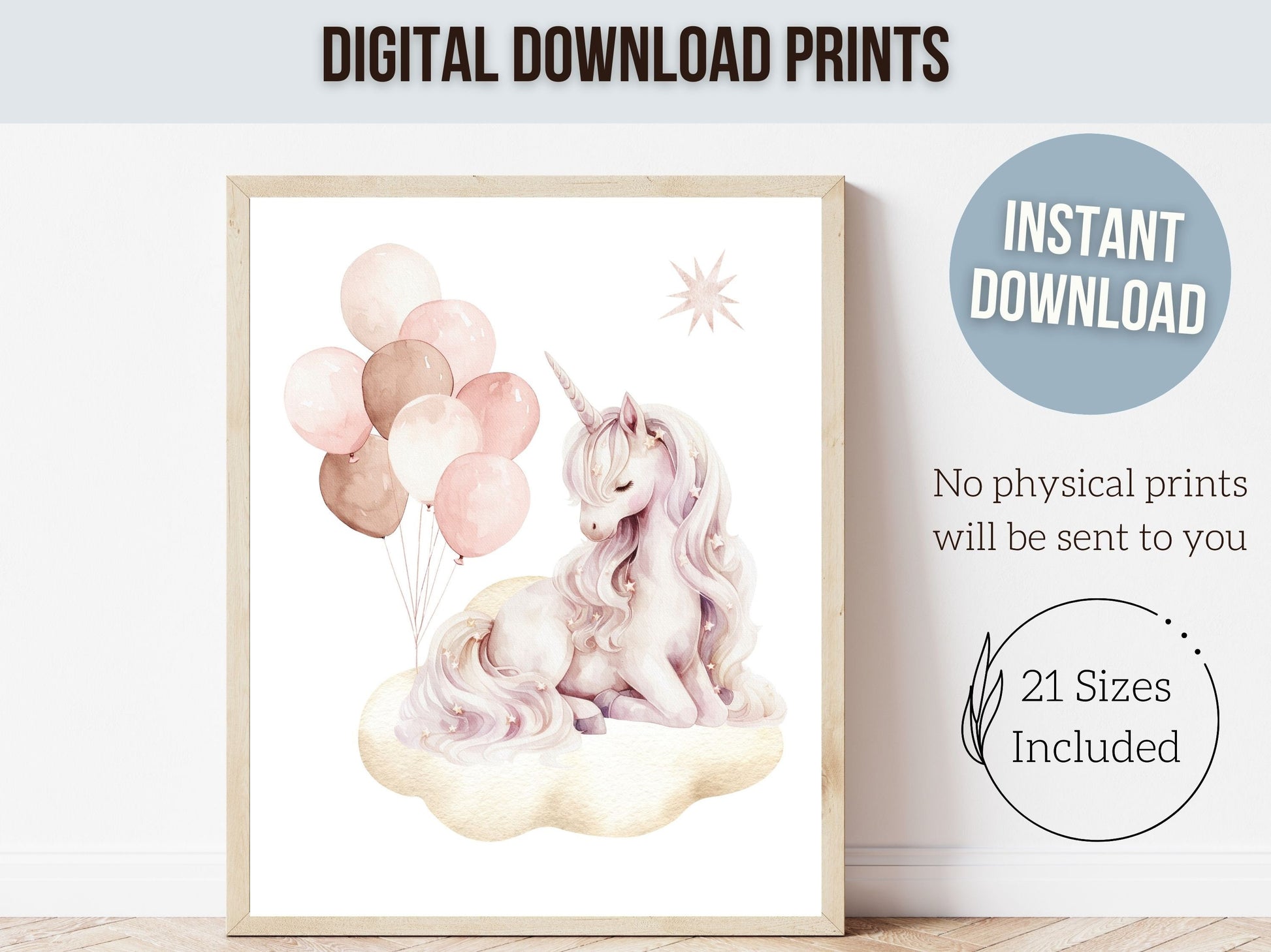 Baby Girls Unicorn Nursery Prints, Girls Fantasy Nursery Decor Fairytale Nursery Wall Art,Pastel Pink Magical Princess Nursery Digital Print