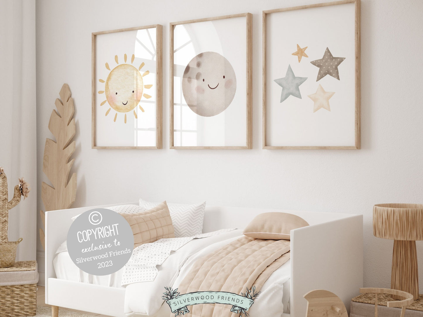 ORIGINAL Sun Moon Stars Boho Nursery Print Gift for Kids Neutral Boho Nursery Decor, Kids Room Wall Decor Celestial Bedroom Digital Prints