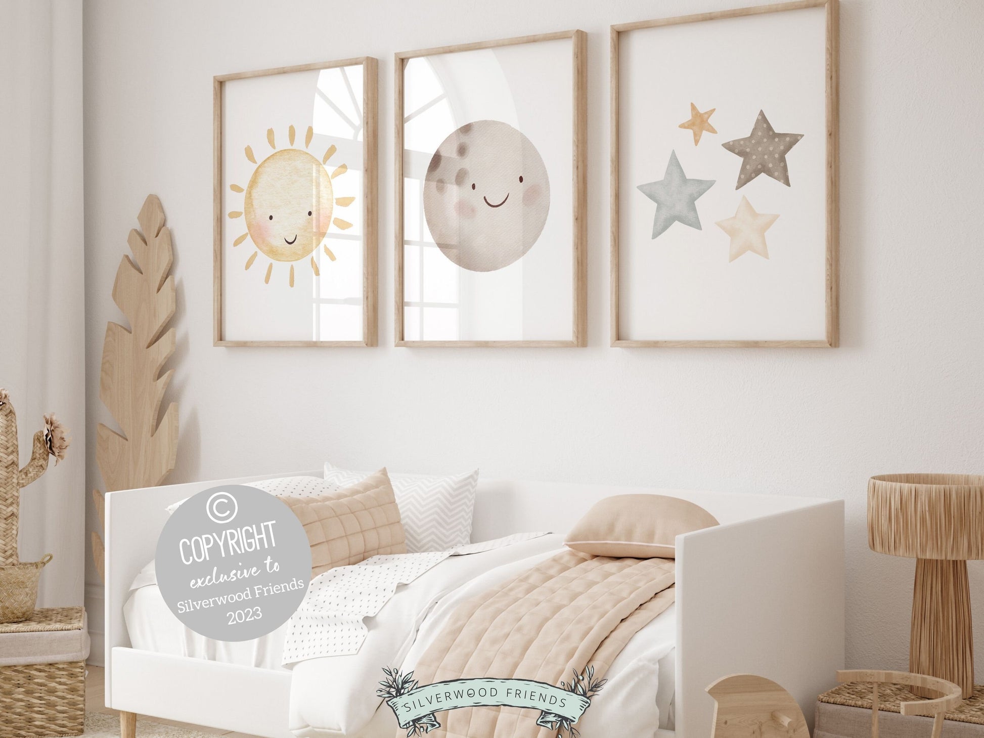ORIGINAL Sun Moon Stars Boho Nursery Print Gift for Kids Neutral Boho Nursery Decor, Kids Room Wall Decor Celestial Bedroom Digital Prints