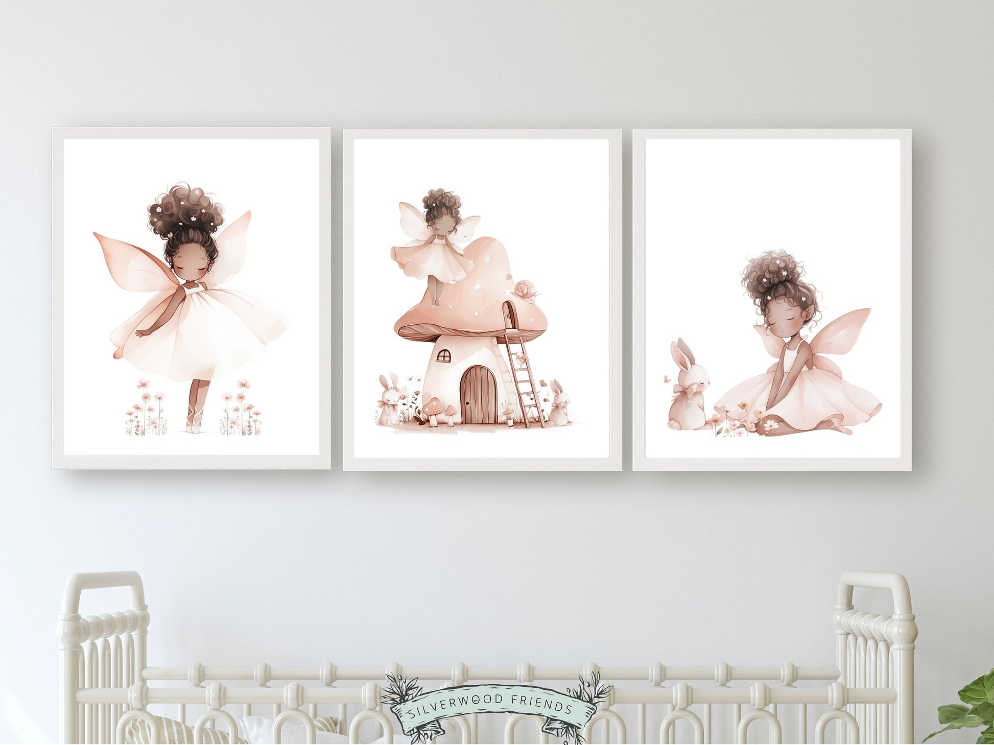 ORIGINAL Wildflower Fairy Nursery Print Gift For Baby Girl Fairy Nursery Decor, African American Fairy Ballerina Nursery Decor Digital Print