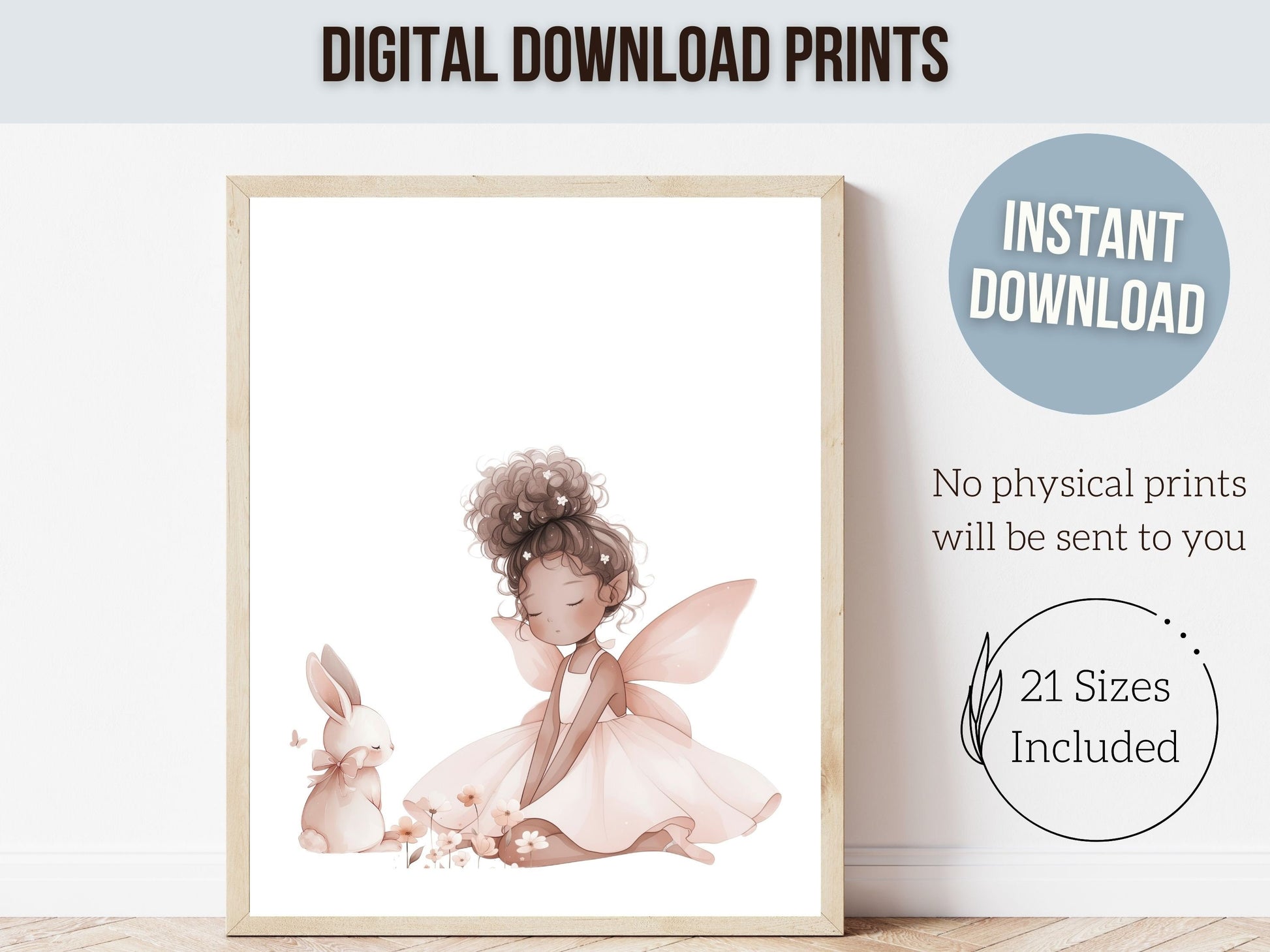 ORIGINAL Wildflower Fairy Nursery Print Gift For Baby Girl Fairy Nursery Decor, African American Fairy Ballerina Nursery Decor Digital Print