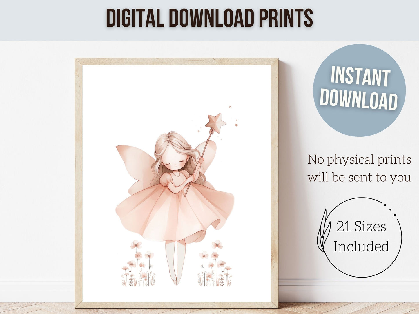 ORIGINAL Wildflower Fairy Nursery Print Gift For Baby Girl Fairy Nursery Decor, Blush Pink Fantasy Nursery Wall Art Digital Download Prints