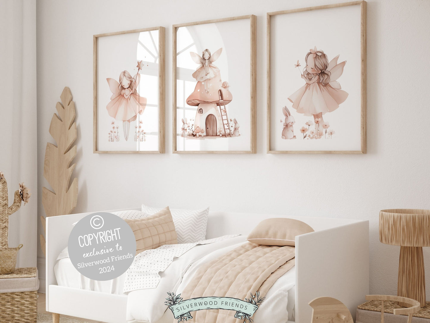 ORIGINAL Wildflower Fairy Nursery Print Gift For Baby Girl Fairy Nursery Decor, Blush Pink Fantasy Nursery Wall Art Digital Download Prints