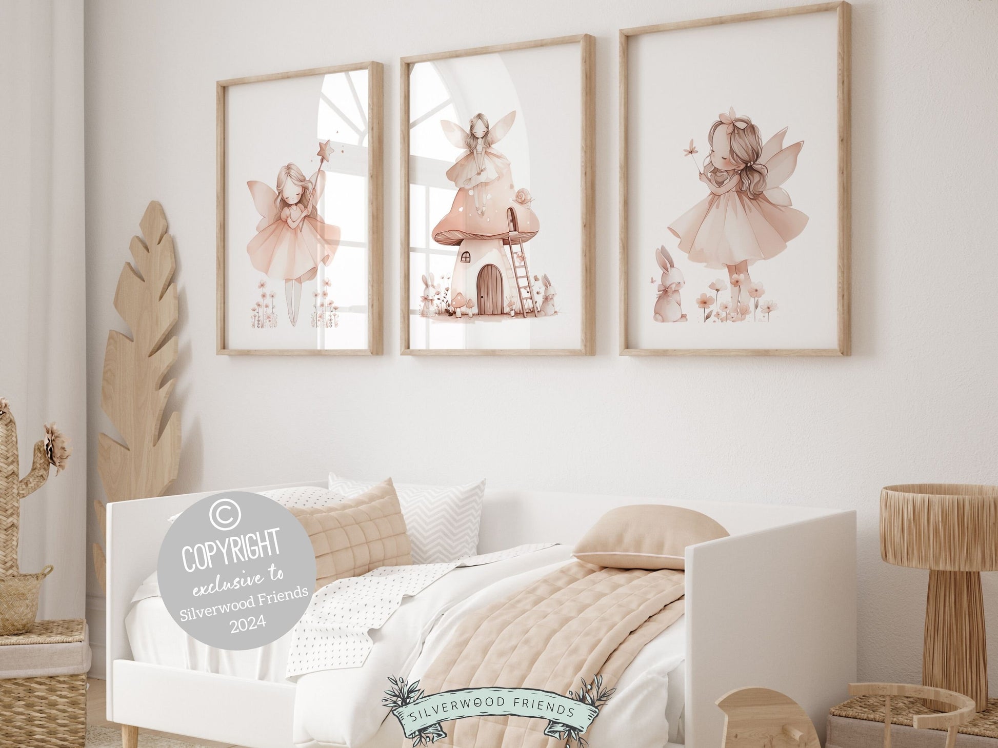 ORIGINAL Wildflower Fairy Nursery Print Gift For Baby Girl Fairy Nursery Decor, Blush Pink Fantasy Nursery Wall Art Digital Download Prints