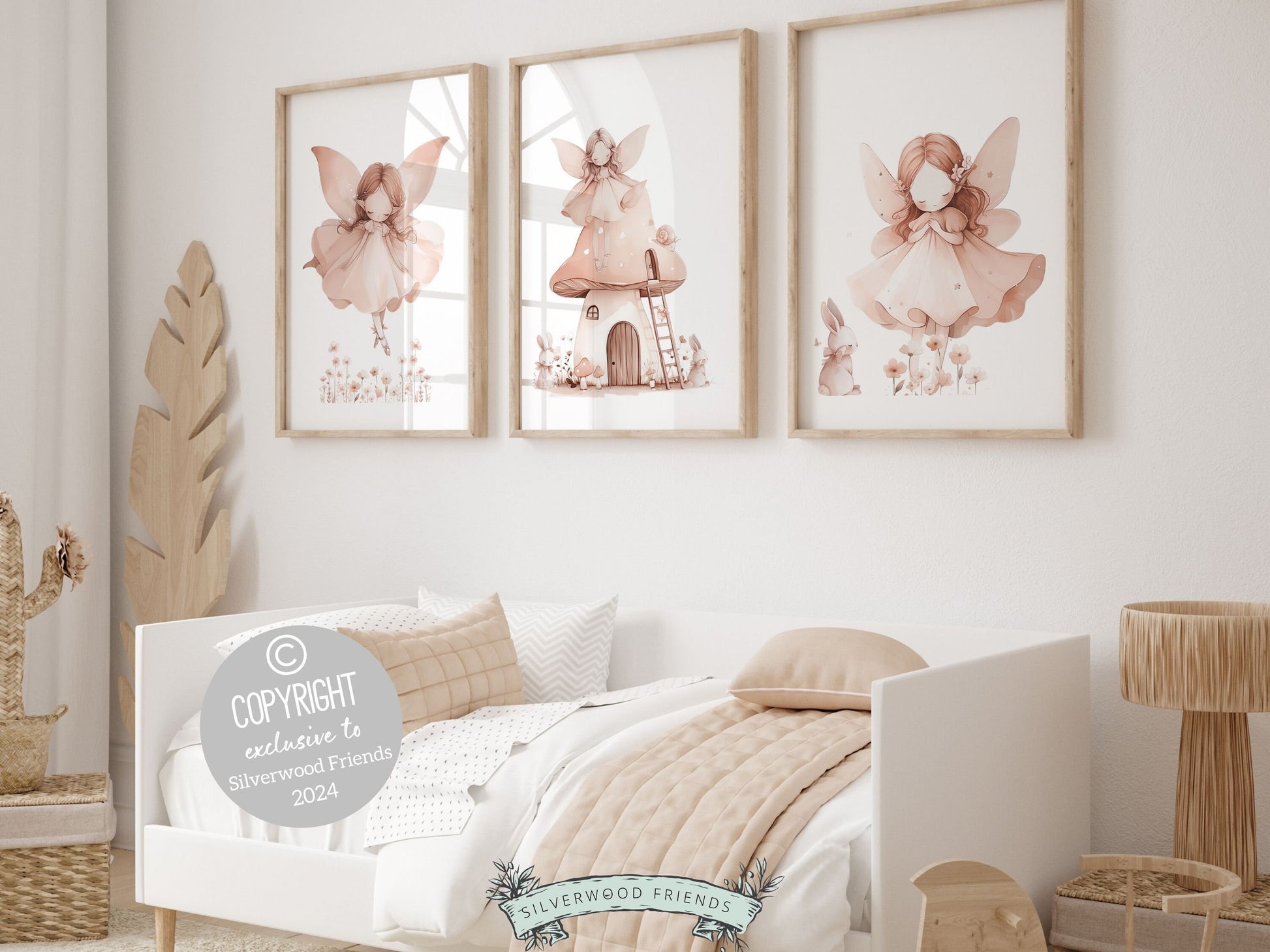 ORIGINAL Wildflower Fairy Nursery Print Gift For Baby Girl Fairy Nursery Decor, Blush Pink Fantasy Nursery Wall Art Digital Download Prints