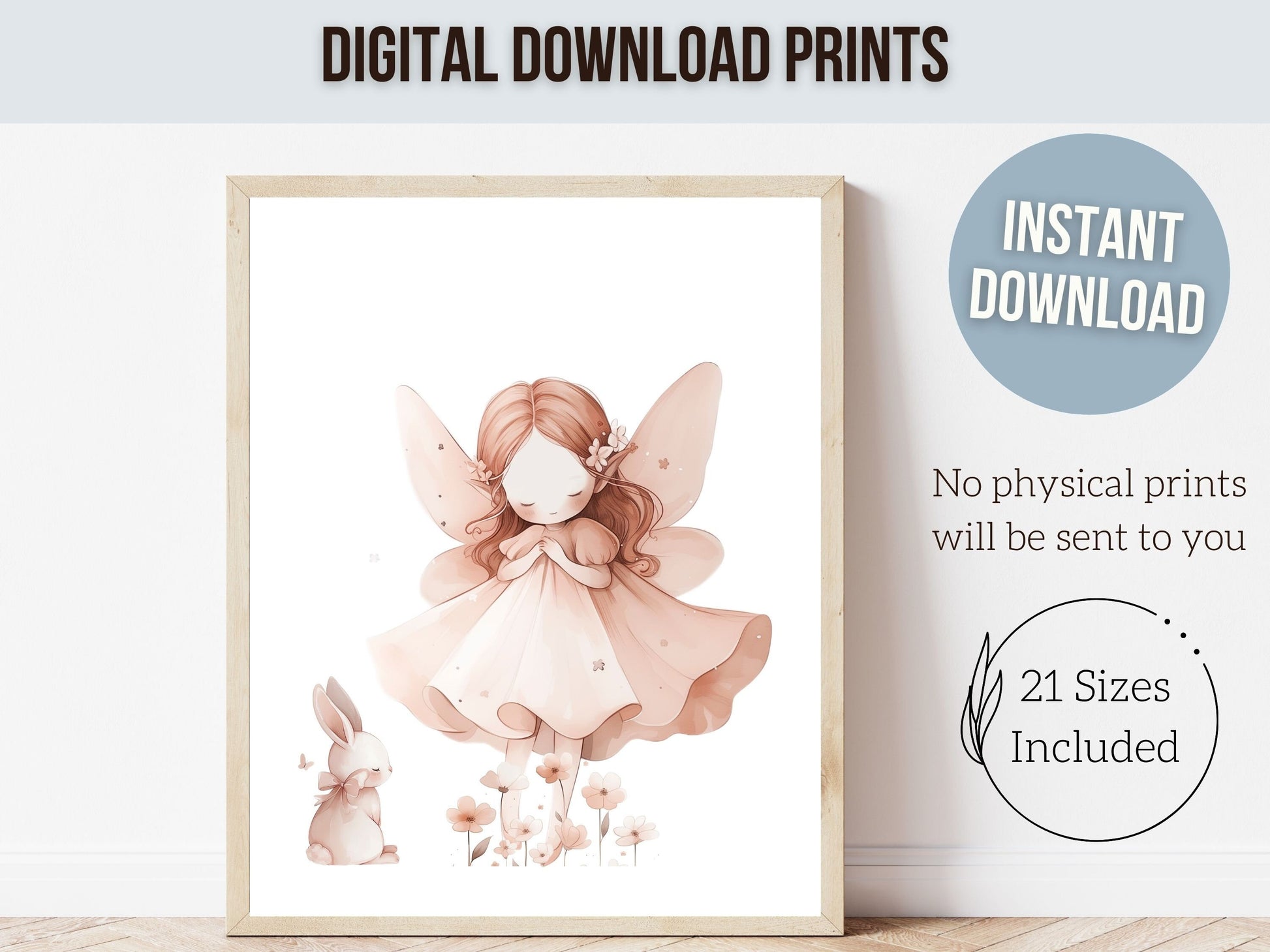 ORIGINAL Wildflower Fairy Nursery Print Gift For Baby Girl Fairy Nursery Decor, Blush Pink Fantasy Nursery Wall Art Digital Download Prints