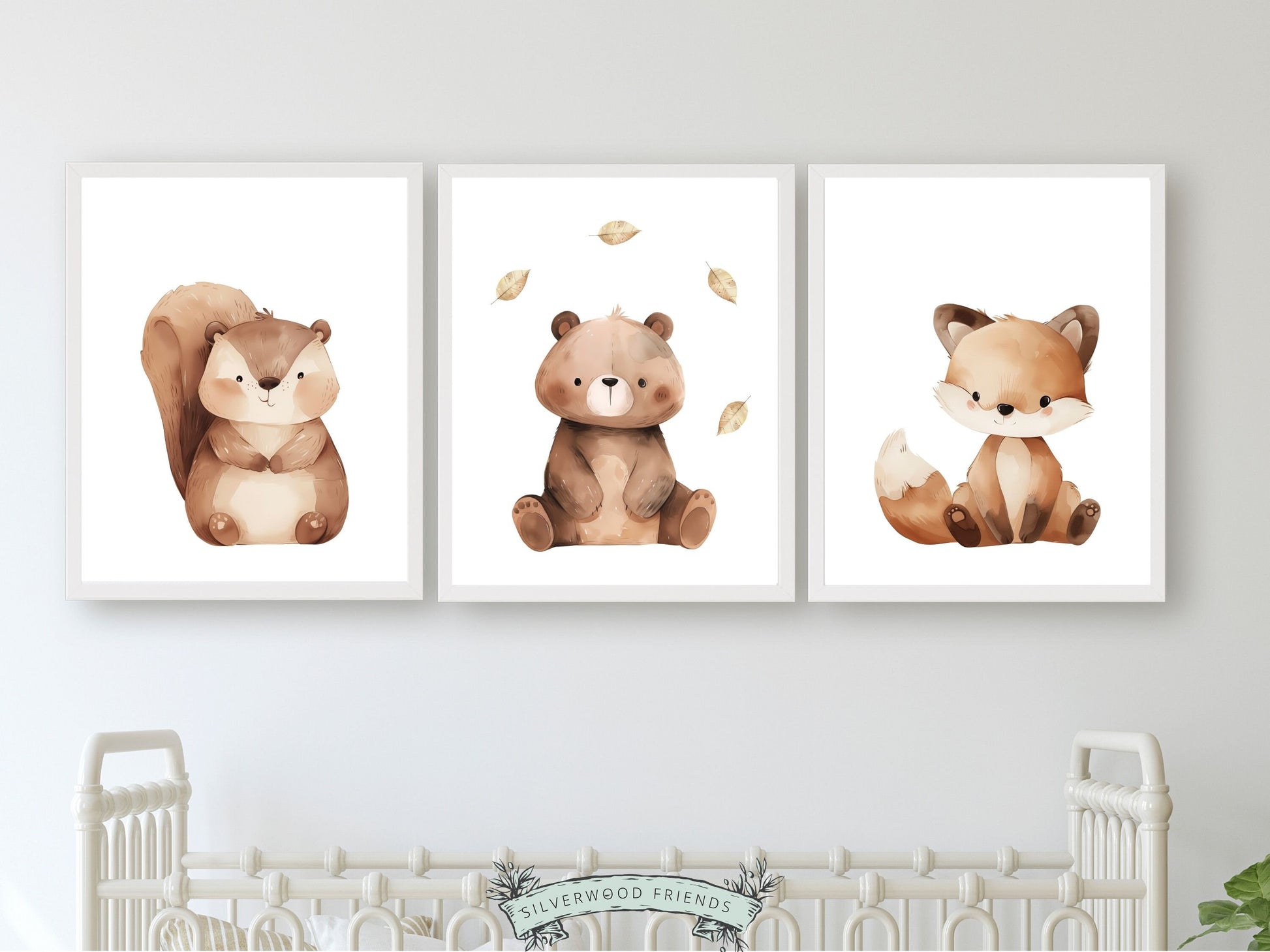 ORIGINAL Woodland Nursery Prints, Woodland Nursery Decor, Kids Woodland Forest Theme Room Wall Decor, Neutral Nursery Wall Art Digital Print