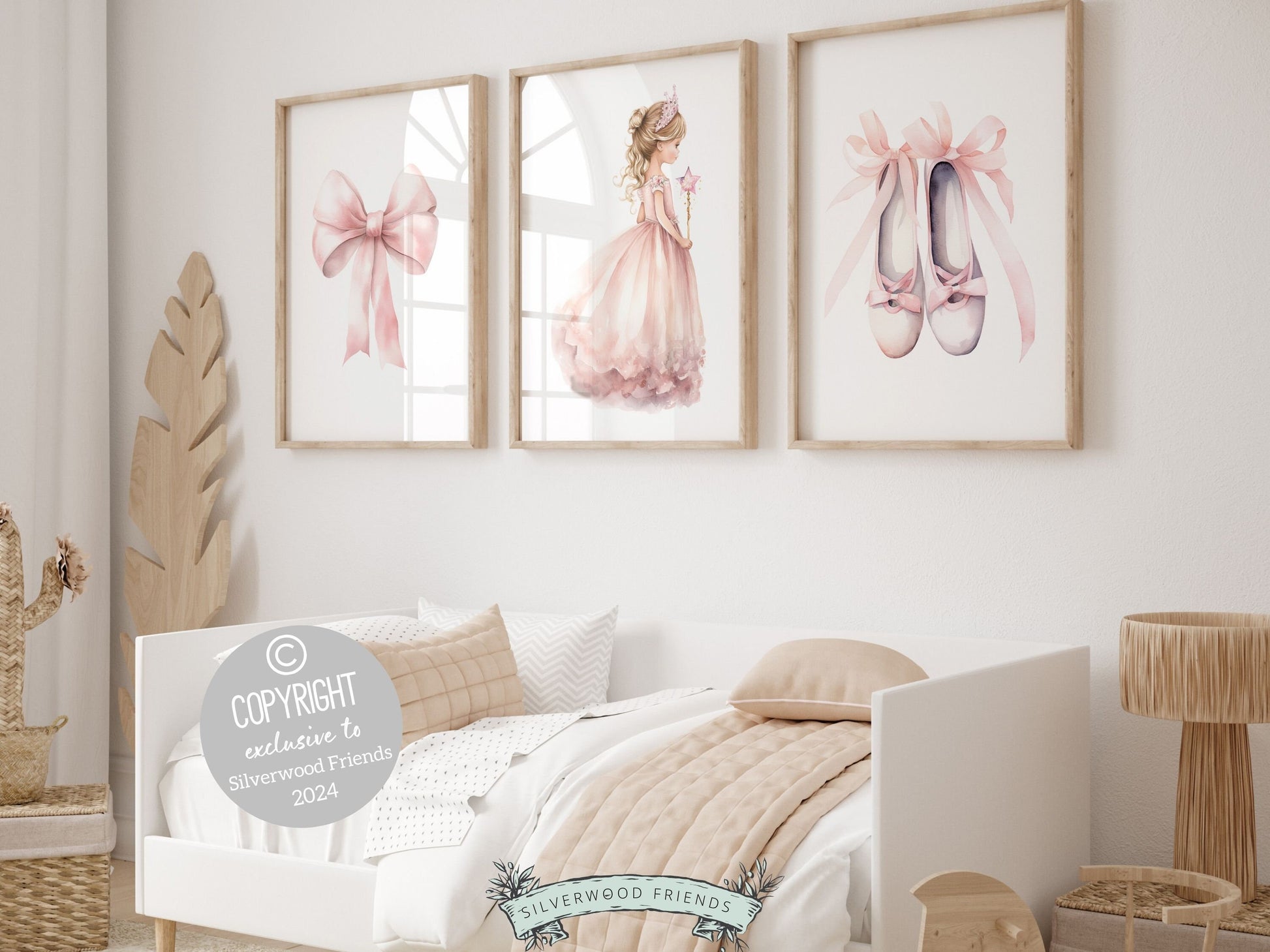 Baby Girls Princess Nursery Prints, Ballerina Nursery Decor, Pink Ballet Nursery Wall Art, Girls Princess Bedroom Wall Decor Digital Prints
