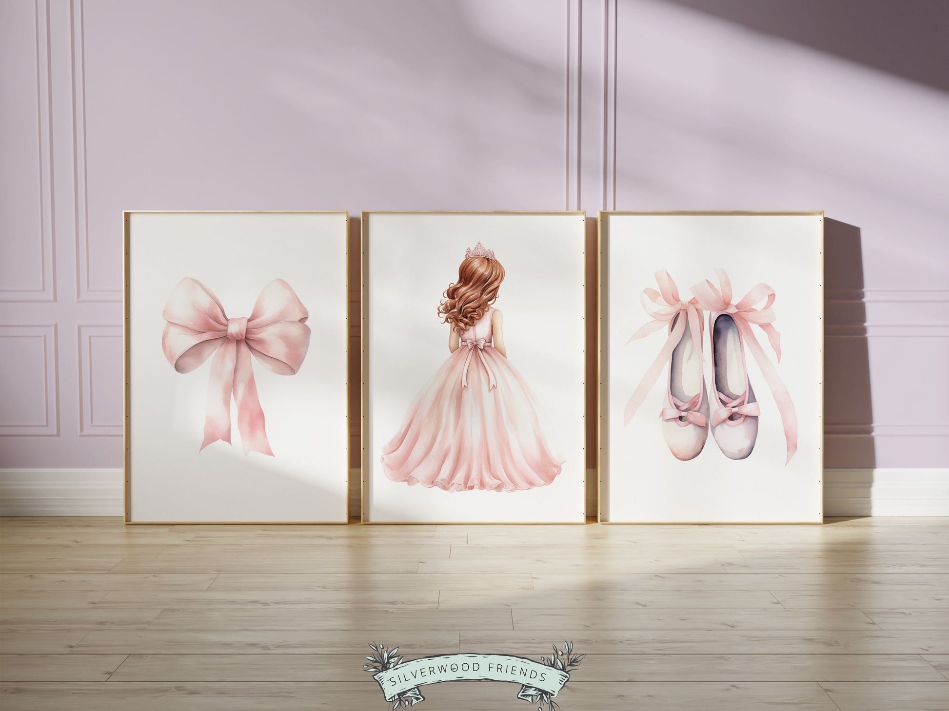 Baby Girls Princess Nursery Prints, Ballerina Nursery Decor, Pink Ballet Nursery Wall Art, Girls Princess Bedroom Wall Decor Digital Prints