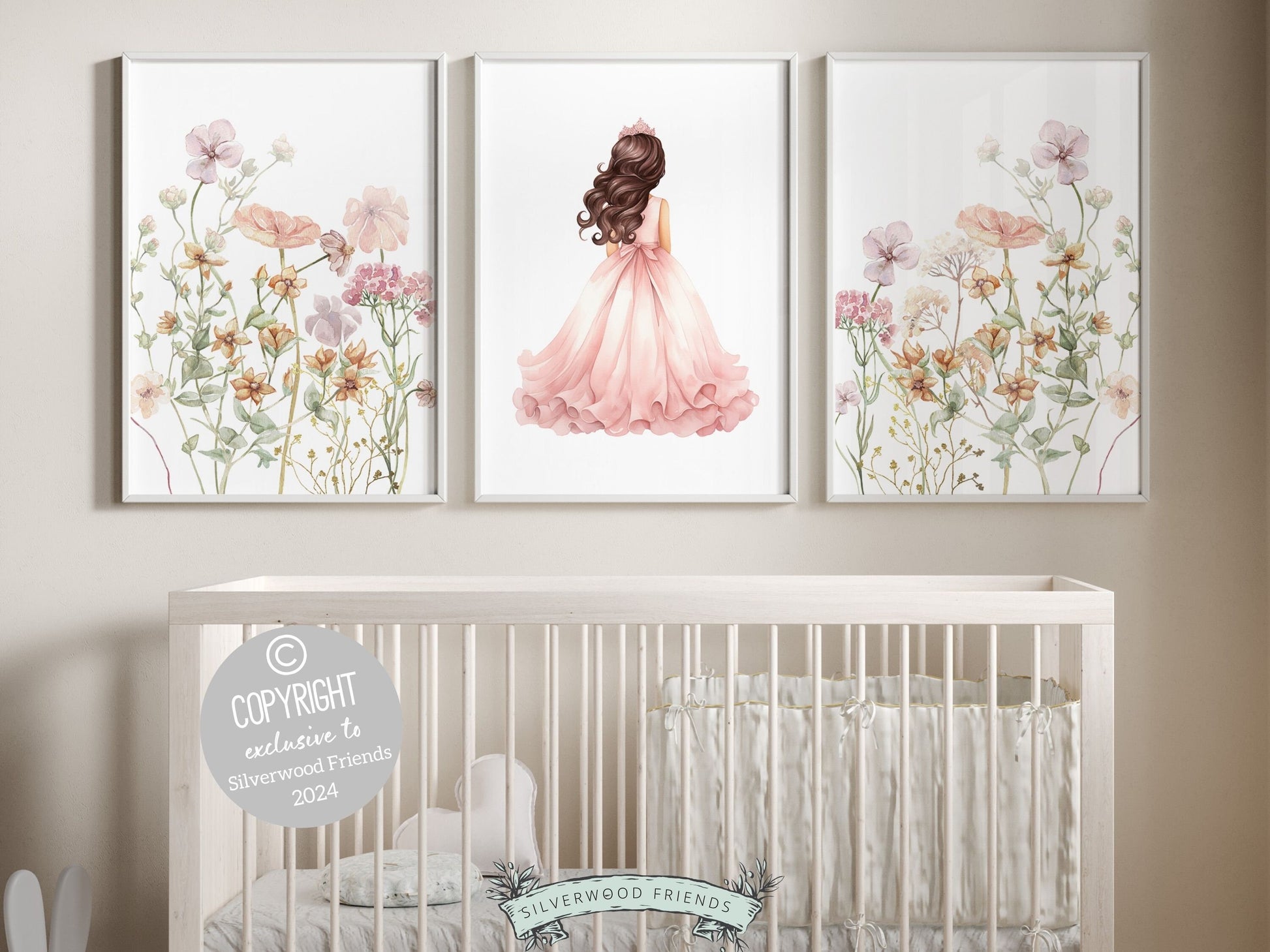 ORIGINAL Baby Girl Princess Nursery Prints, Wildflower Fairytale Nursery Decor, Girl's Nursery Wall Art Floral Room Wall Decor Digital Print