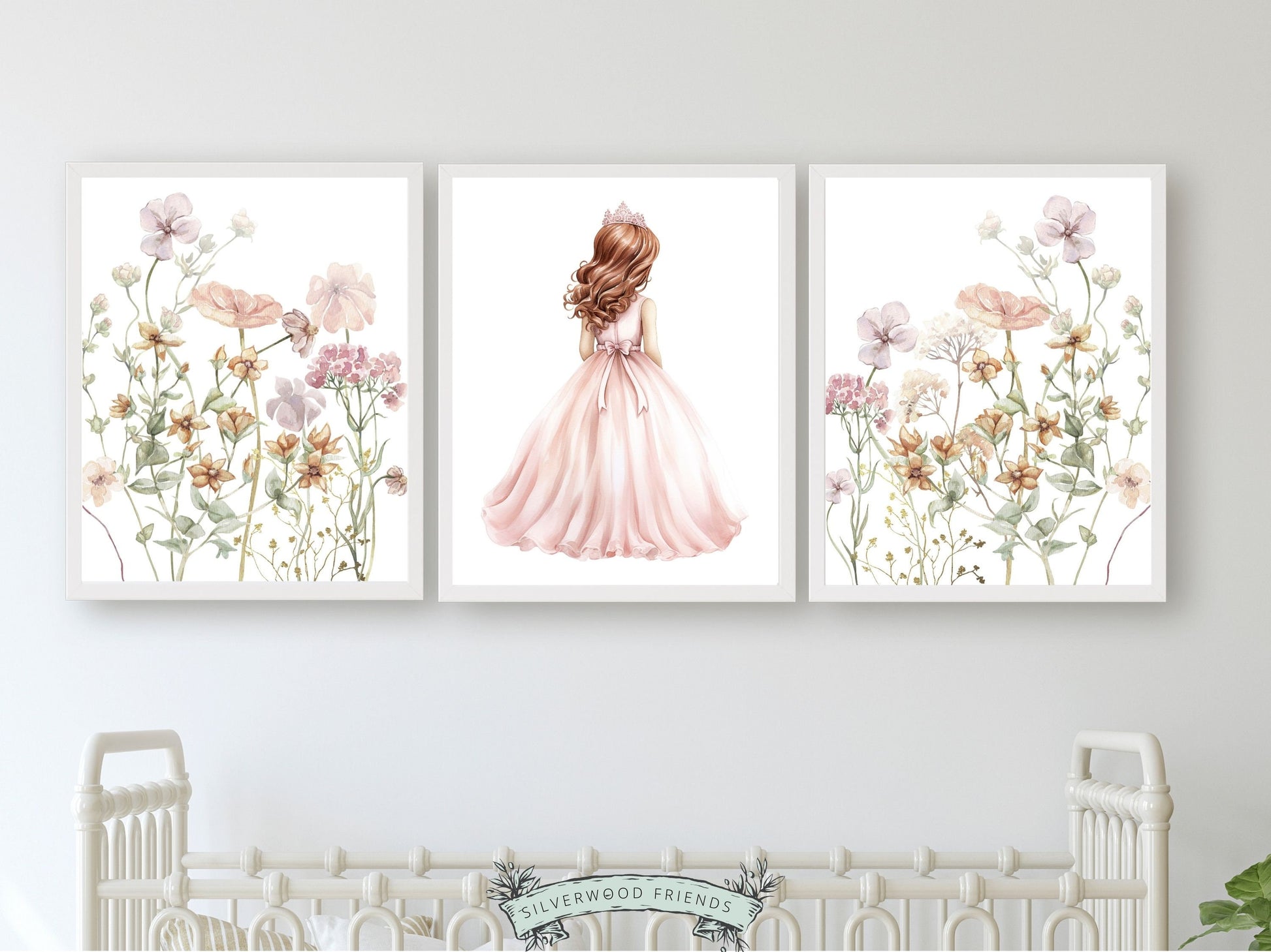 ORIGINAL Baby Girl Princess Nursery Print, Wildflower Fairytale Nursery Decor, Ballet Nursery Wall Art Girls Floral Wall Decor Digital Print