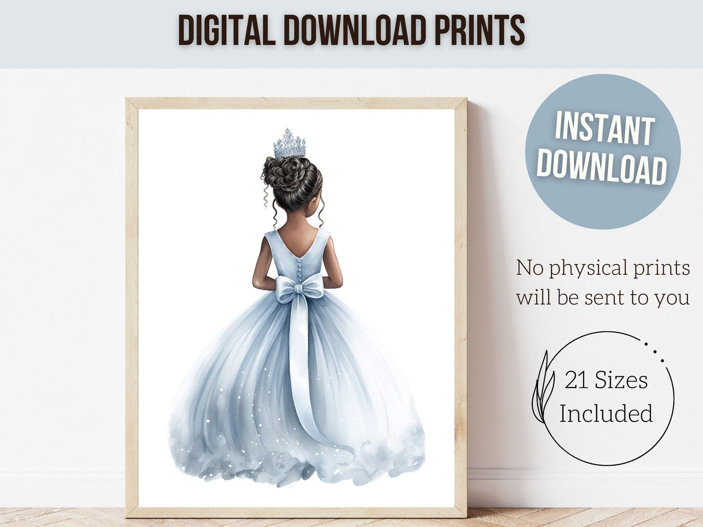 ORIGINAL Princess Nursery Prints, African American Ballerina Nursery Decor, Fairytale Nursery Wall Art, Princess Nursery Decor Digital Print