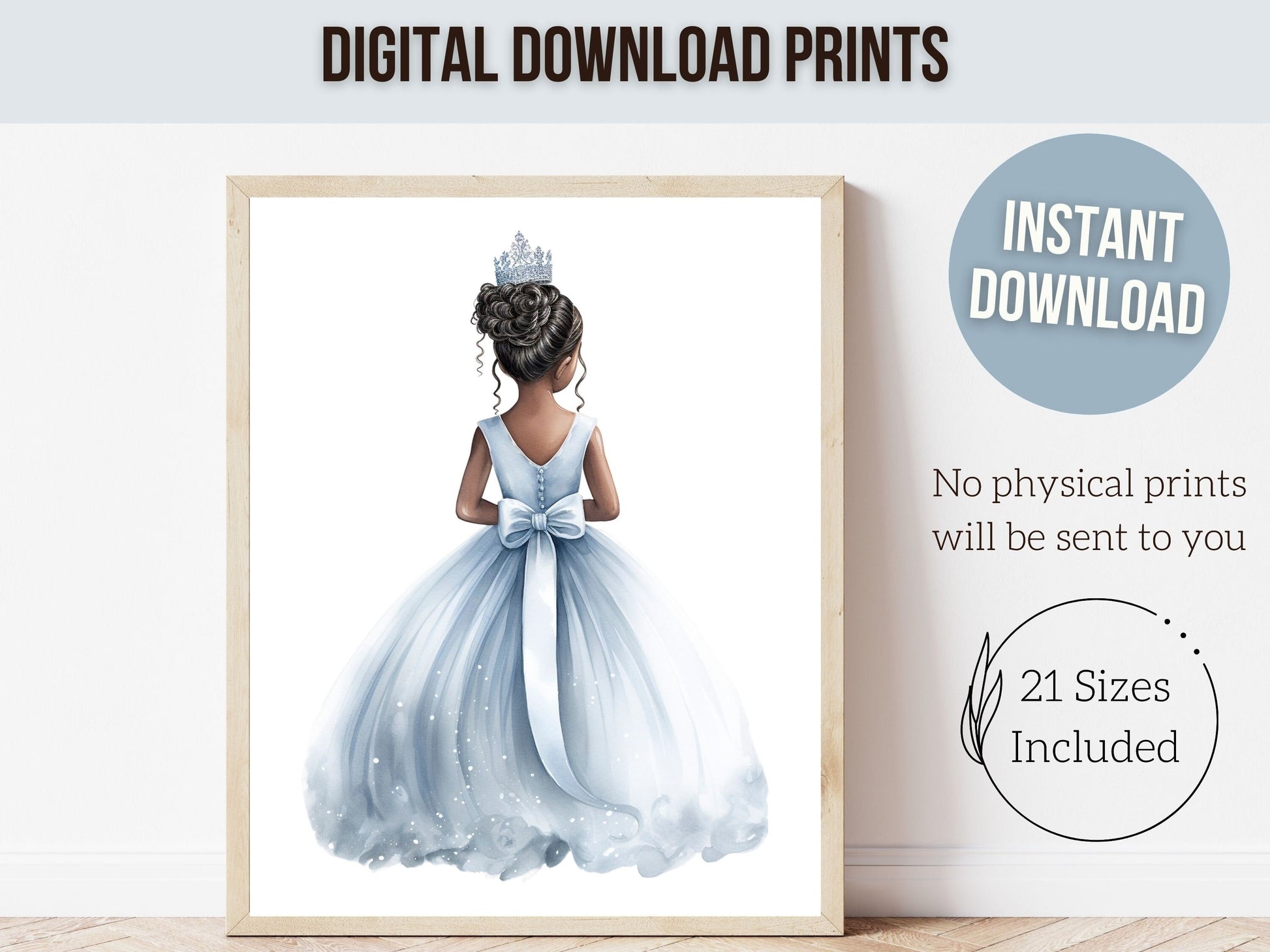 ORIGINAL Princess Nursery Prints, African American Ballerina Nursery Decor, Fairytale Nursery Wall Art, Princess Nursery Decor Digital Print