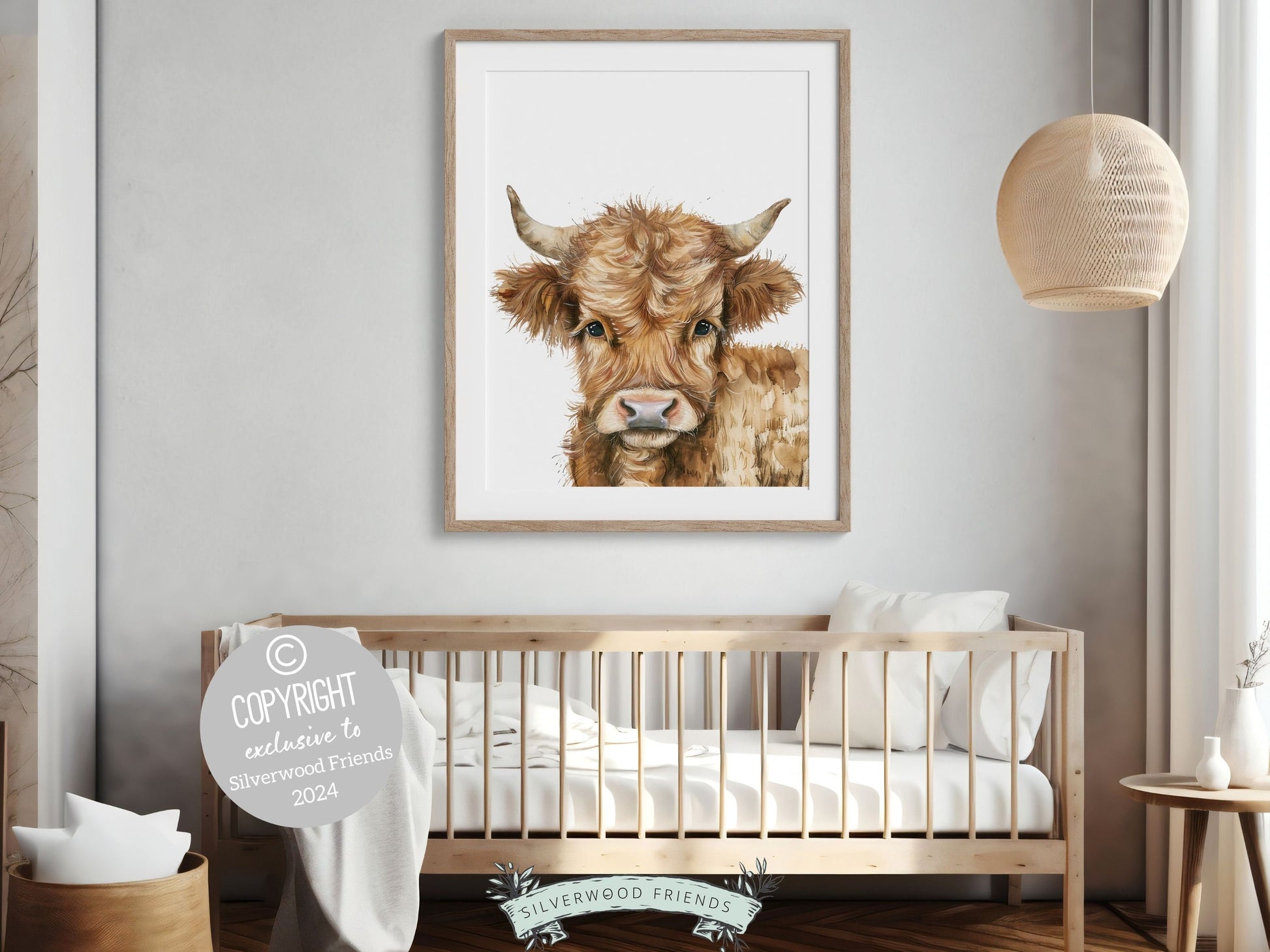 Highland Cow Nursery Print, Highland Cow Nursery Decor, Baby Farm Animal Nursery Print,Farm Nursery Decor Baby Shower Gift Cow Digital Print