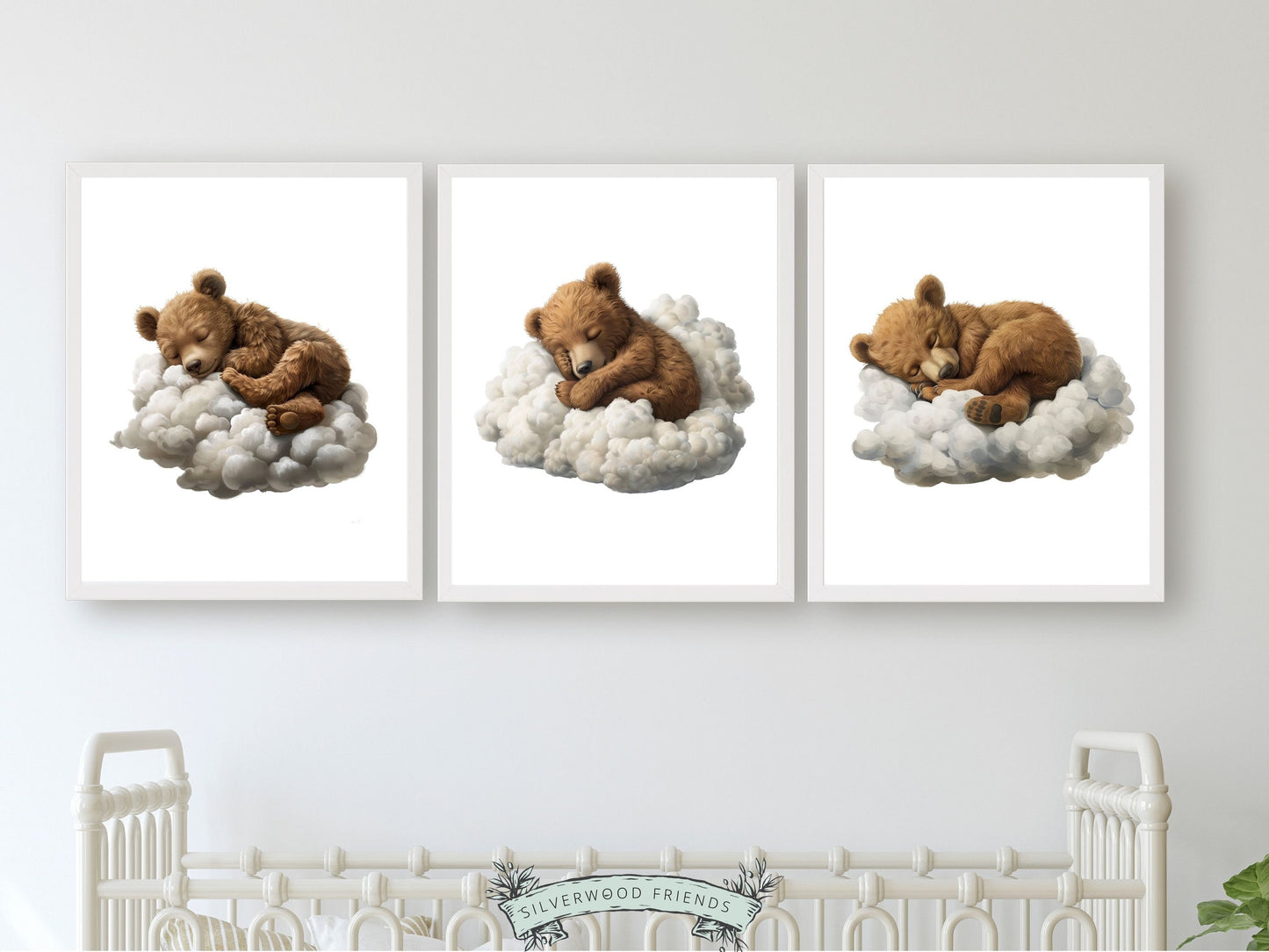 Sleeping Bear Nursery Print, Teddy Bear Nursery Decor, Neutral Nursery Decor, Sleepy Bear Nursery Wall Art, Woodland Nursery Digital Prints