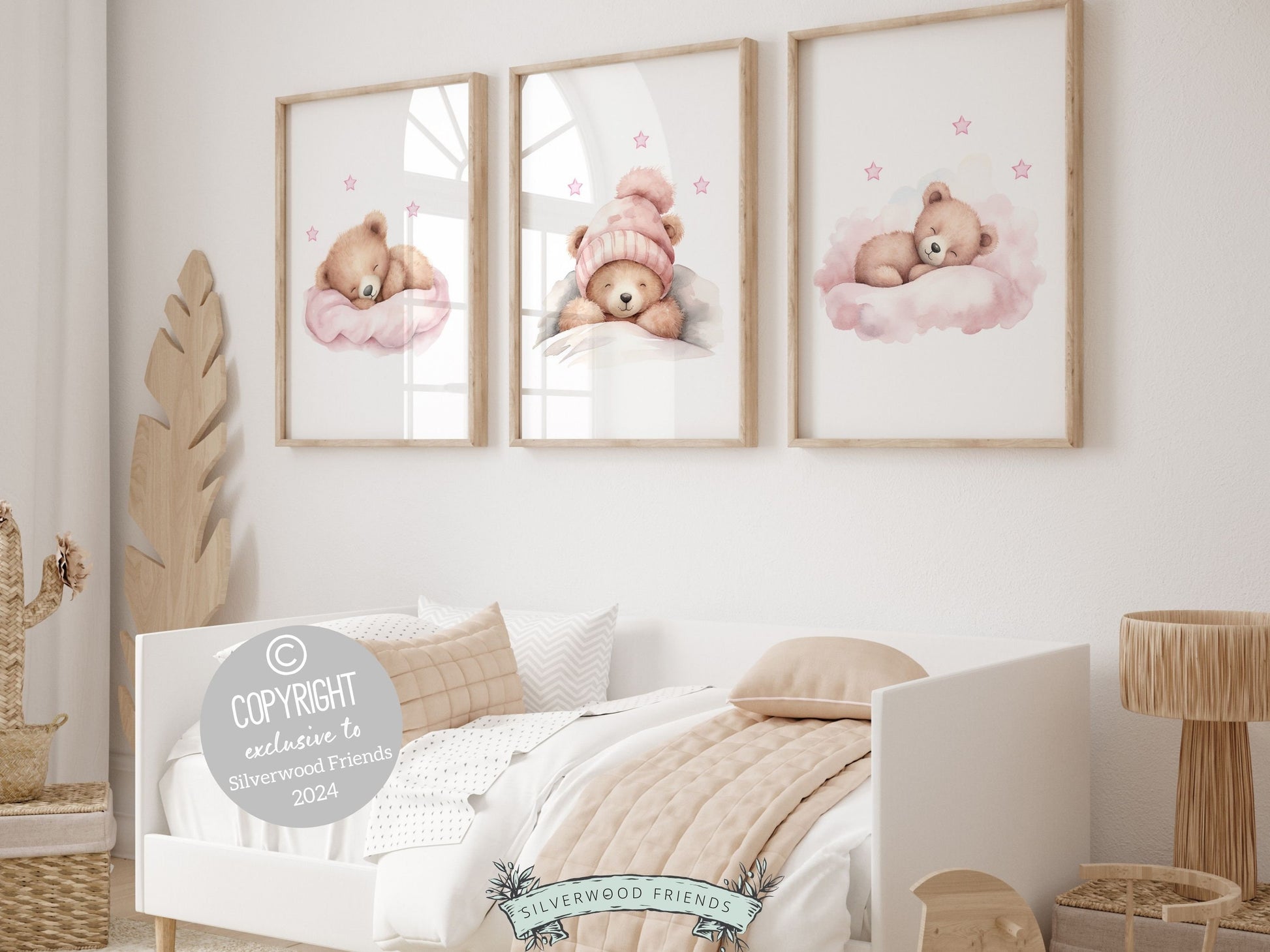 Baby Girls Teddy Bear Nursery Prints, Teddy Bear Nursery Decor, Pink Teddy Bear Nursery Wall Art, Baby Girl Room Wall Decor Digital Prints