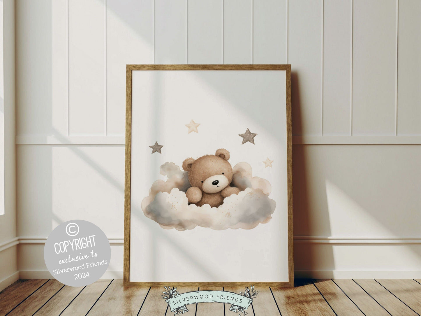 Teddy Bear Nursery Prints, Teddy Bear Nursery Decor, Gender Neutral Beige Teddy Bear Nursery Wall Art, Bear Baby Shower Gift Digital Prints