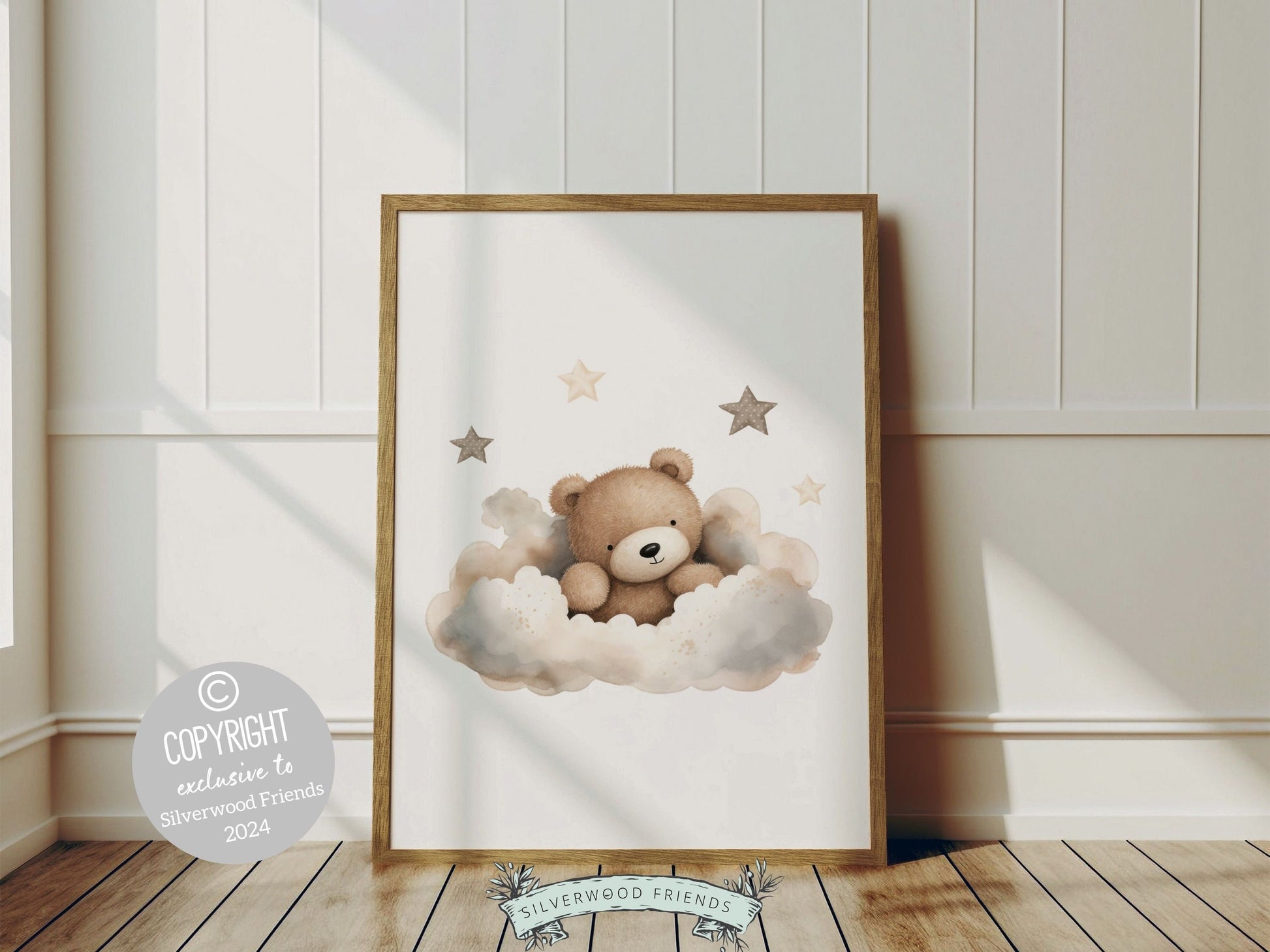 Teddy Bear Nursery Prints, Teddy Bear Nursery Decor, Gender Neutral Beige Teddy Bear Nursery Wall Art, Bear Baby Shower Gift Digital Prints