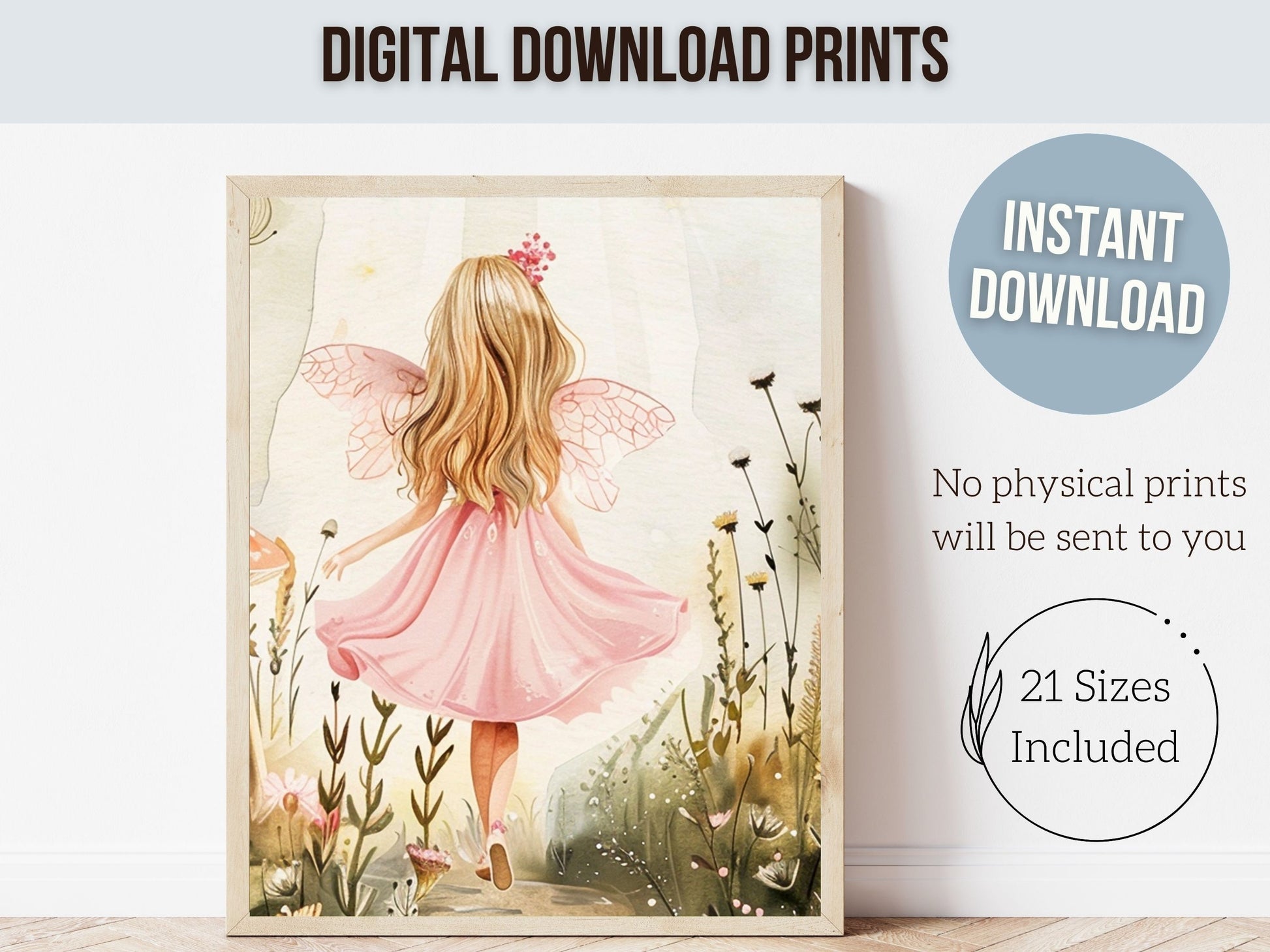 ORIGINAL Wildflower Fairy Garden Nursery Print Gift For Baby Girl Fairy Nursery Decor, Fairies Nursery Wall Art Toddler Room Digital Prints