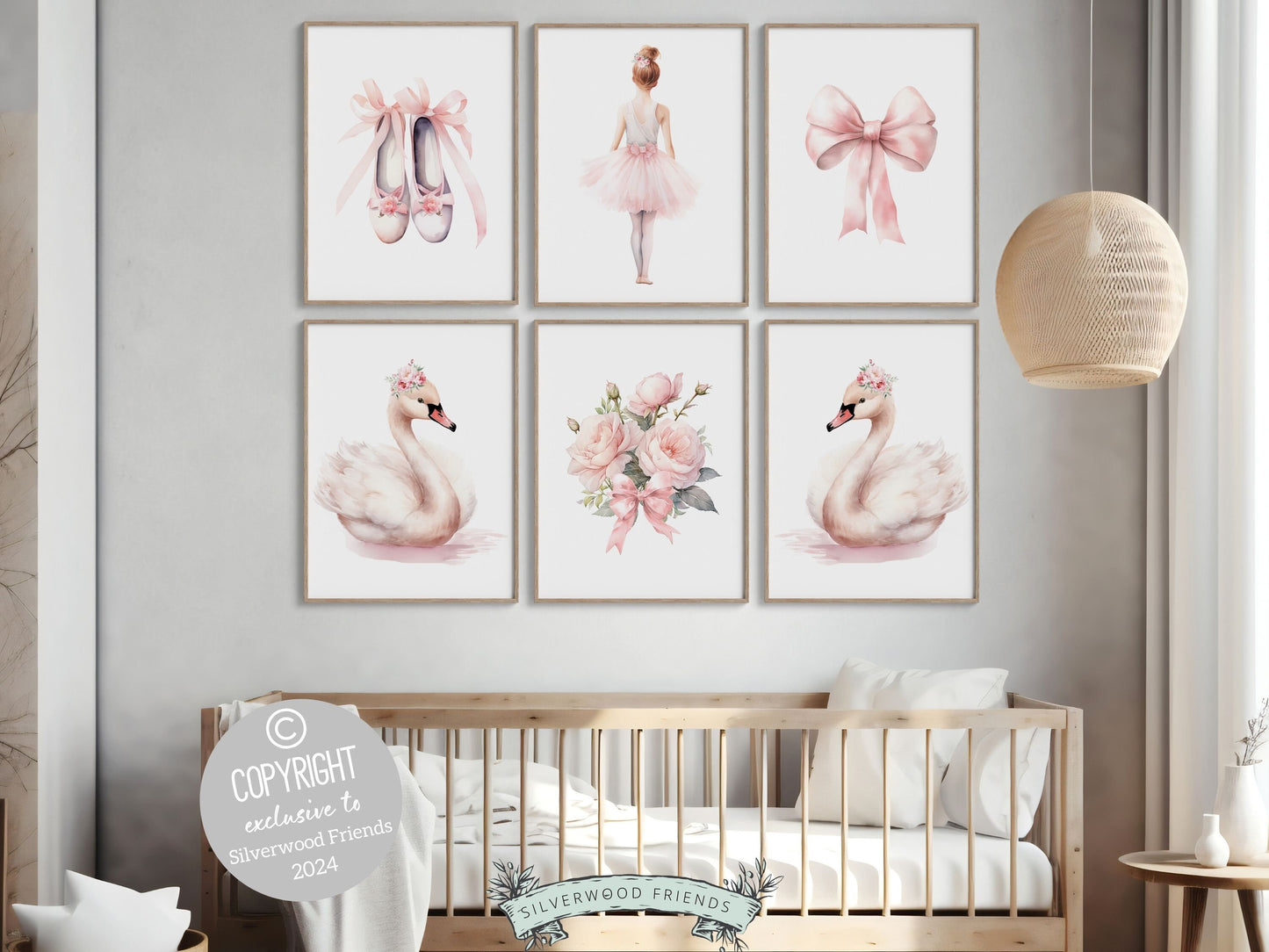 Set of 6 Ballet Nursery Prints. Perfect for your ballet nursery decor or dance inspired bedroom, these charming prints add an elegant touch to your baby girls room inspiring dreams of graceful twirls and makes a unique baby shower gift.