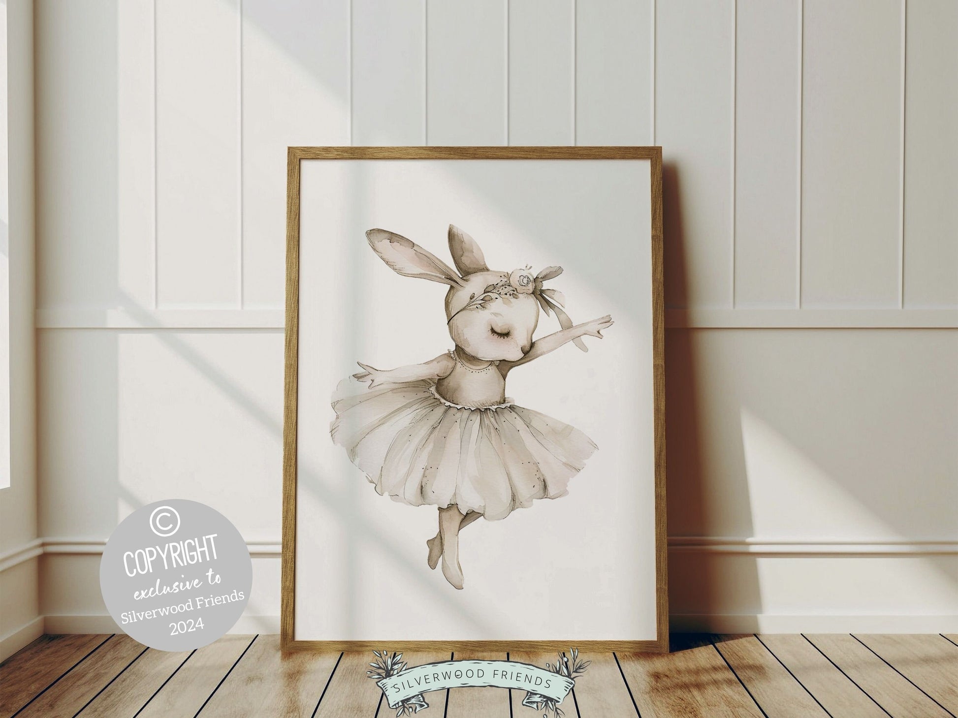 ORIGINAL Bunny Nursery Print Gift For Baby Girl Bunny Nursery Decor, Kids Ballet Bedroom Wall Decor Ballerina Nursery Digital Download Print