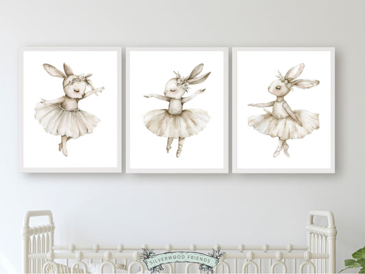 ORIGINAL Bunny Nursery Print Gift For Baby Girl Bunny Nursery Decor, Kids Ballet Bedroom Wall Decor Ballerina Nursery Digital Download Print