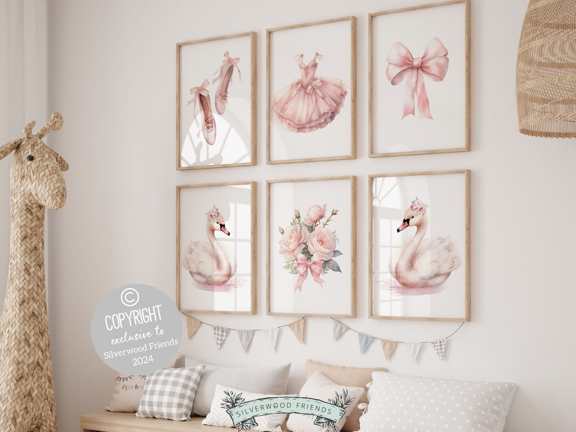 Ballet Prints, Ballerina Nursery Decor, Blush Pink Baby Girl's Nursery Prints, Newborn Ballet Gift, Ballerina Ballet Nursery Digital Print