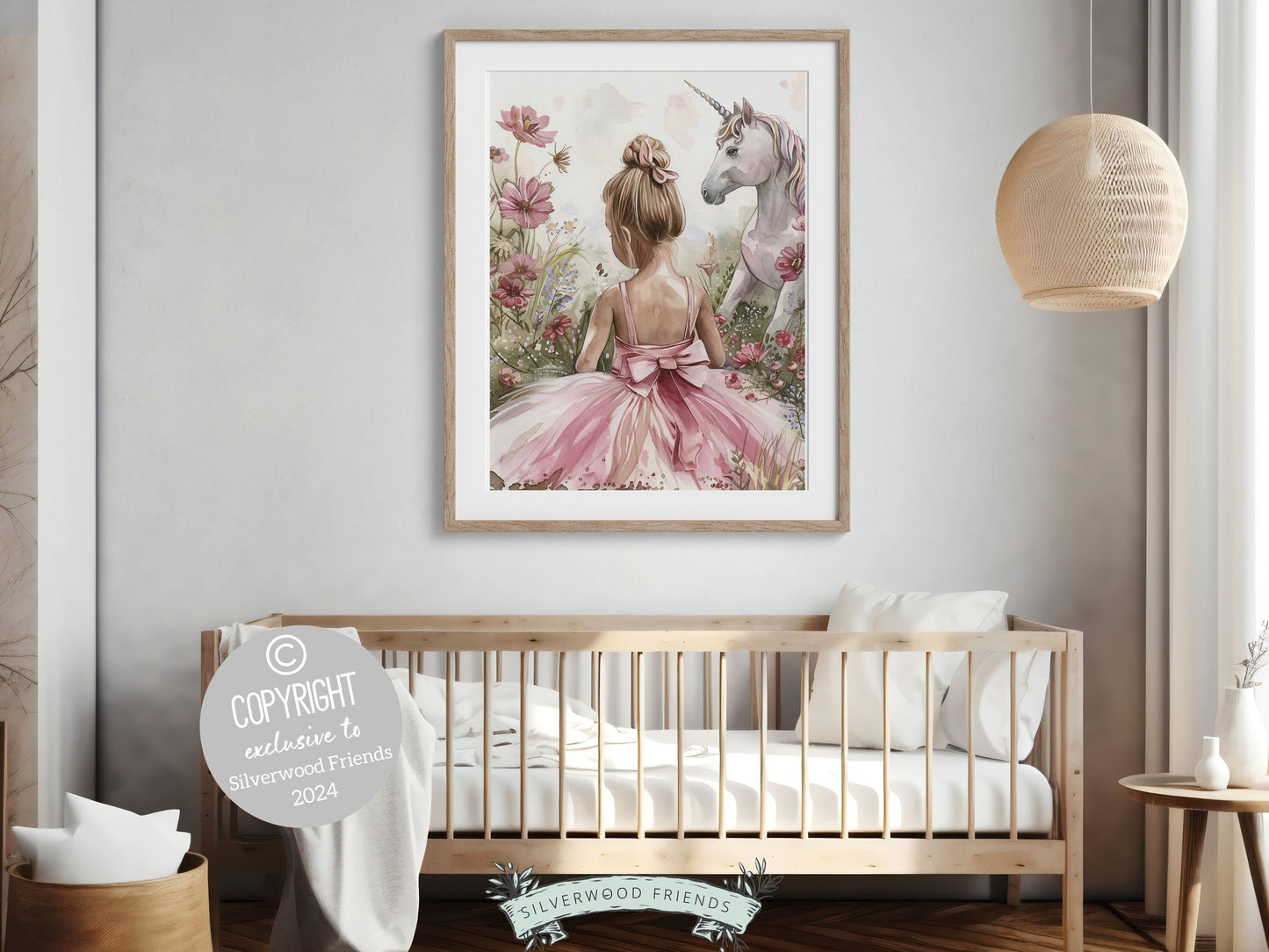 Baby Girl Unicorn Nursery Print, Unicorn Ballerina Nursery Decor, Wildflower Nursery Wall Art, Floral Ballet Fantasy Nursery Digital Print