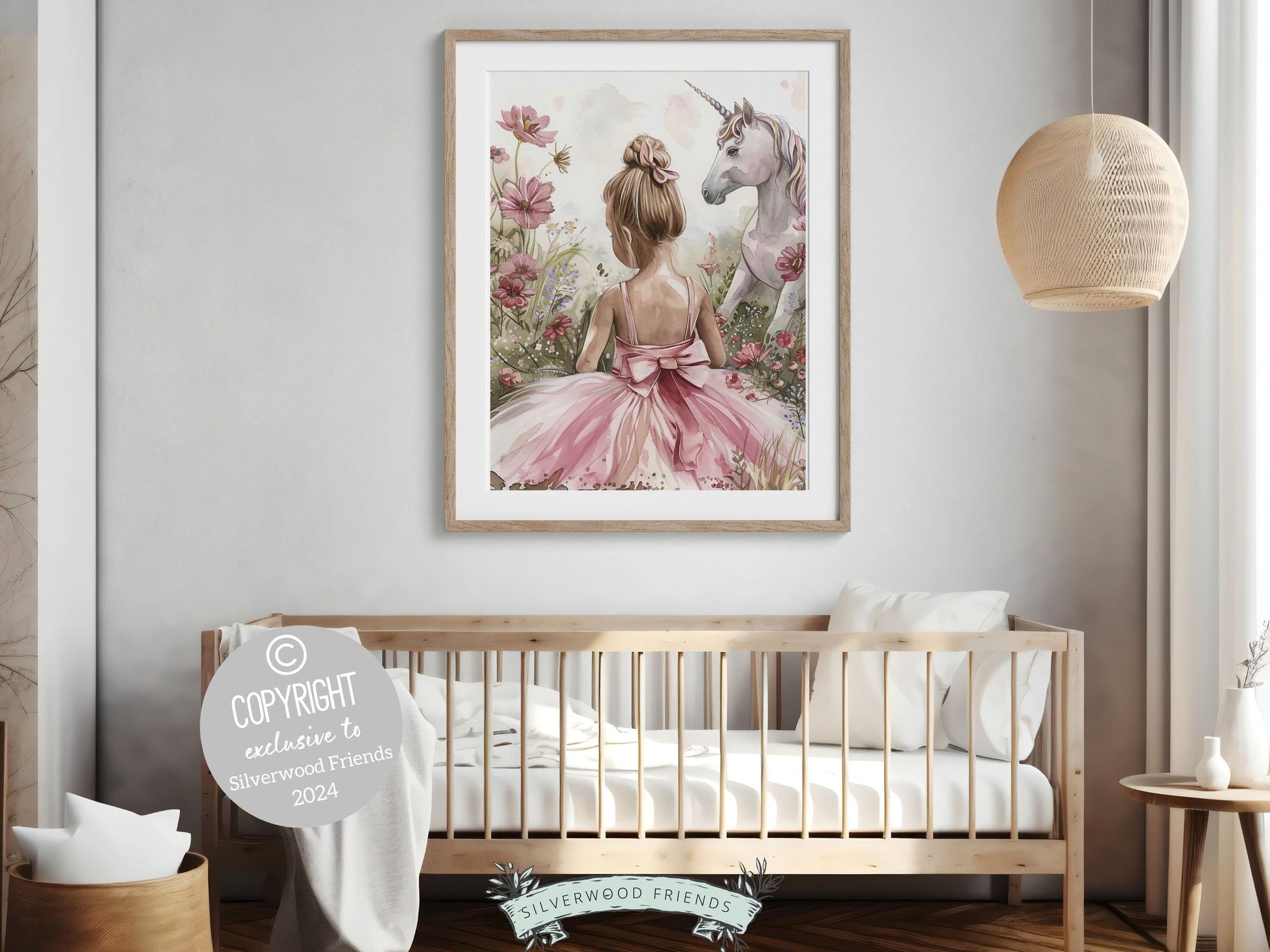 Baby Girl Unicorn Nursery Print, Unicorn Ballerina Nursery Decor, Wildflower Nursery Wall Art, Floral Ballet Fantasy Nursery Digital Print