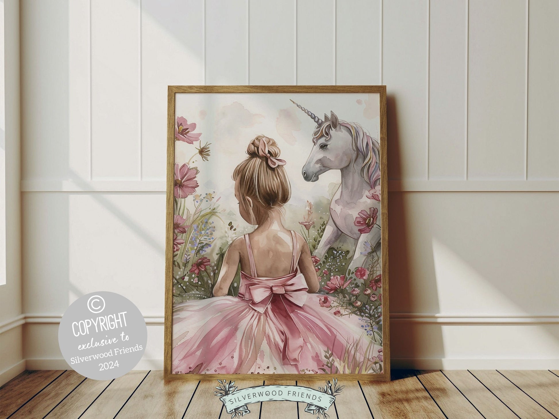 Baby Girl Unicorn Nursery Print, Unicorn Ballerina Nursery Decor, Wildflower Nursery Wall Art, Floral Ballet Fantasy Nursery Digital Print