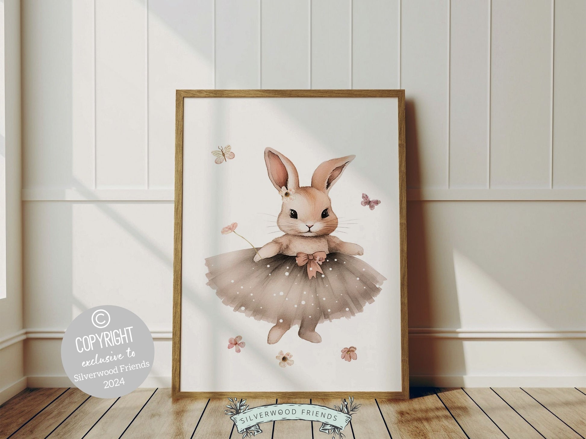 ORIGINAL Bunny Nursery Print Gift For Baby Girl Bunny Wildflower Nursery Decor, Kids Ballet Bedroom Ballerina Bunny Nursery Digital Print