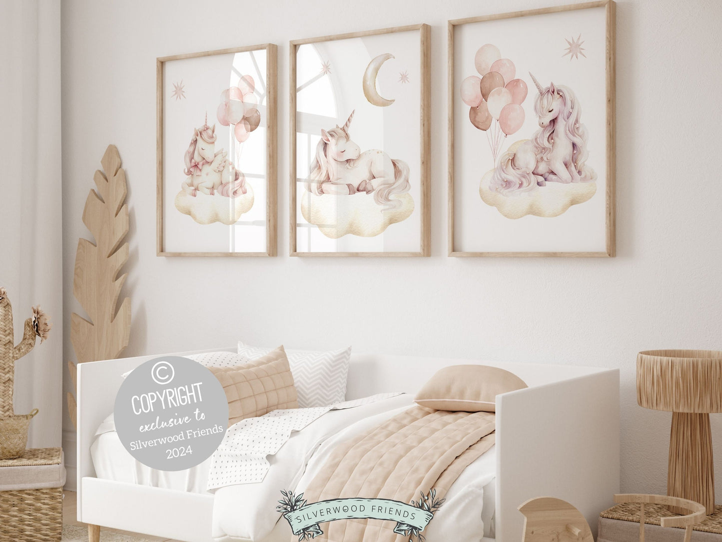 Baby Girls Unicorn Nursery Prints, Girls Fantasy Nursery Decor Fairytale Nursery Wall Art, Pink Magical Princess Horse Nursery Digital Print