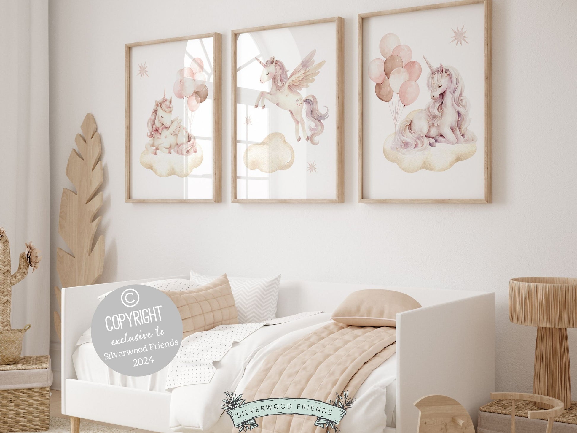 Baby Girls Unicorn Nursery Prints, Girls Fantasy Nursery Decor Fairytale Nursery Wall Art, Pink Magical Princess Horse Nursery Digital Print